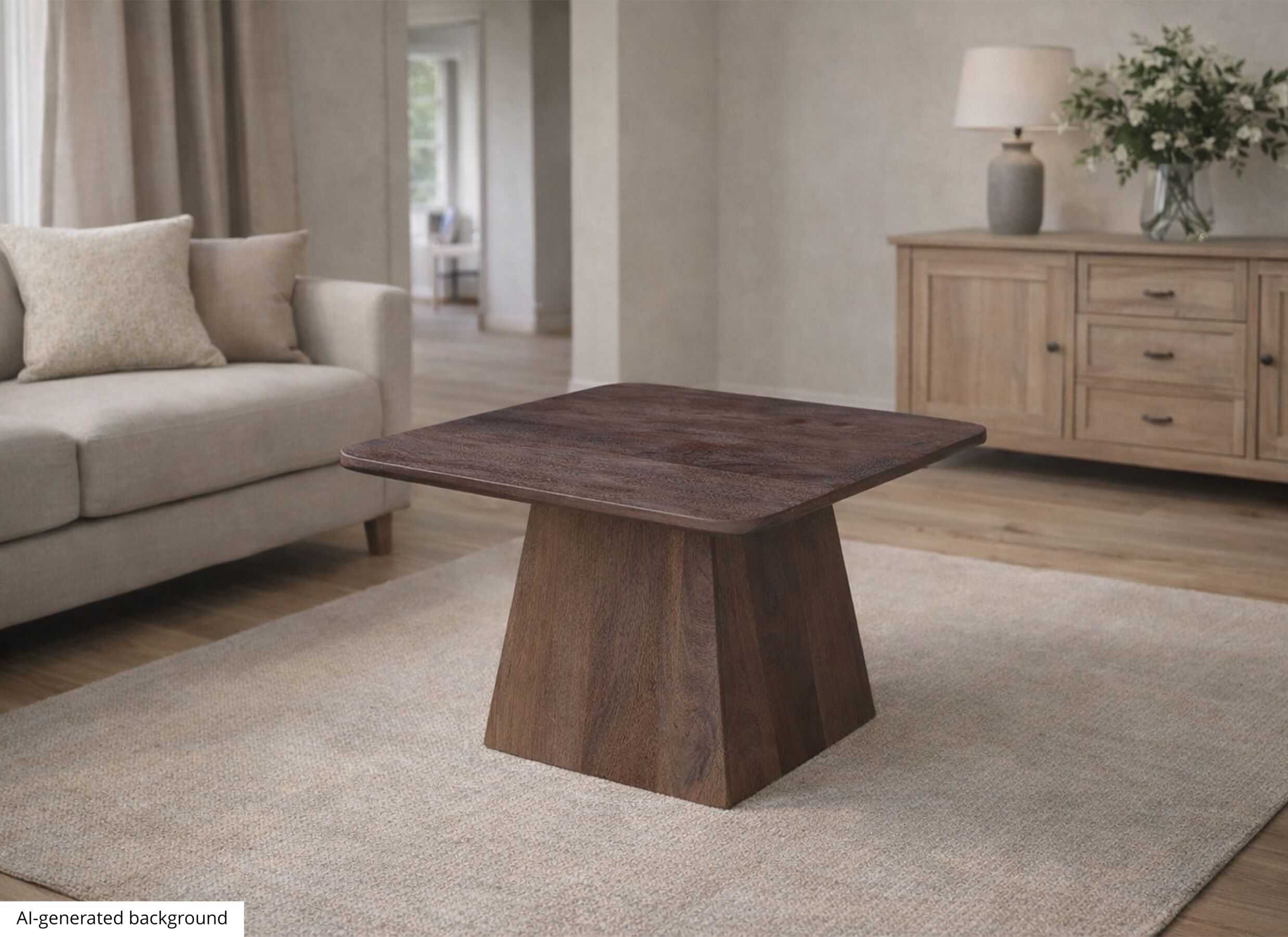 AI Generated - Salontafel Monsoon 60x60cm - mango massief - bruin