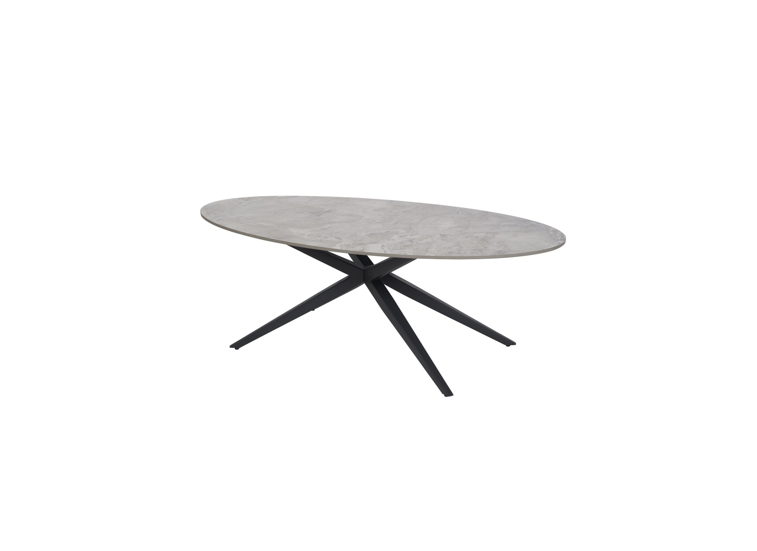 Salontafel 130x65cm - keramiek/metaal - grijs/zwart - Table basse 130x65cm - céramique/métal - gris/noir
