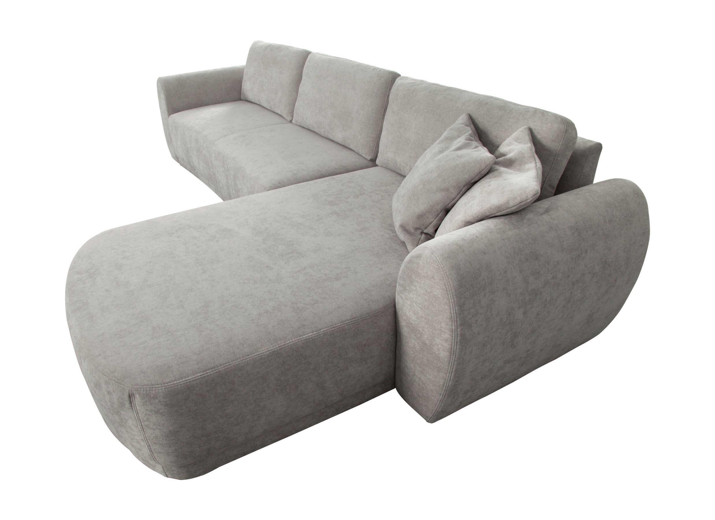 Aperçu - Canapé d'angle Fuji 337x188cm - tissu - gris clair