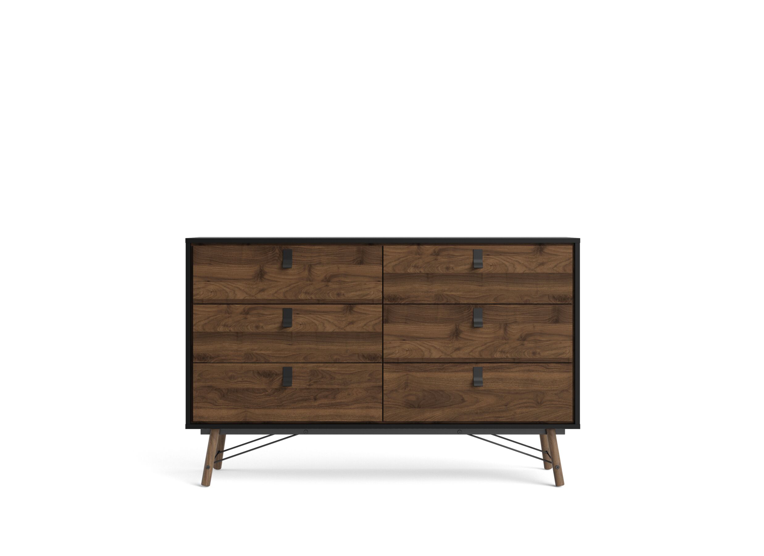 Ladekast Ry 151x41x95cm - decor - mat zwart/okkernoot