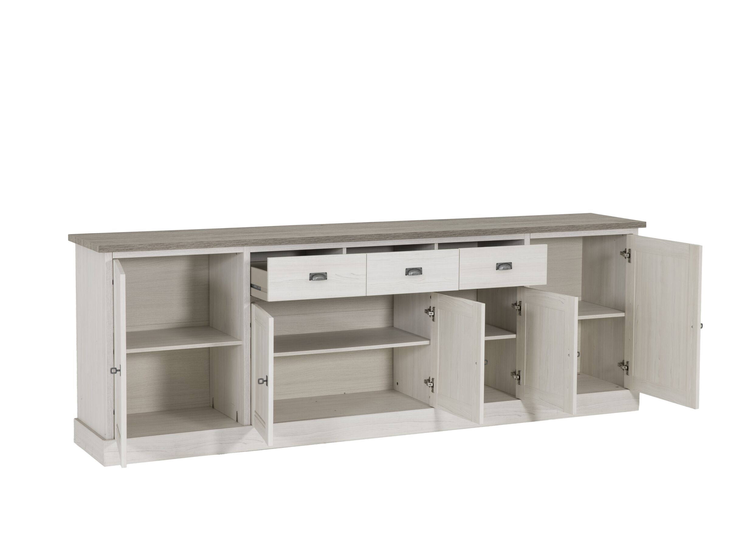 Indeling - Dressoir 259cm - meubelplaat - lariks & bruine eik