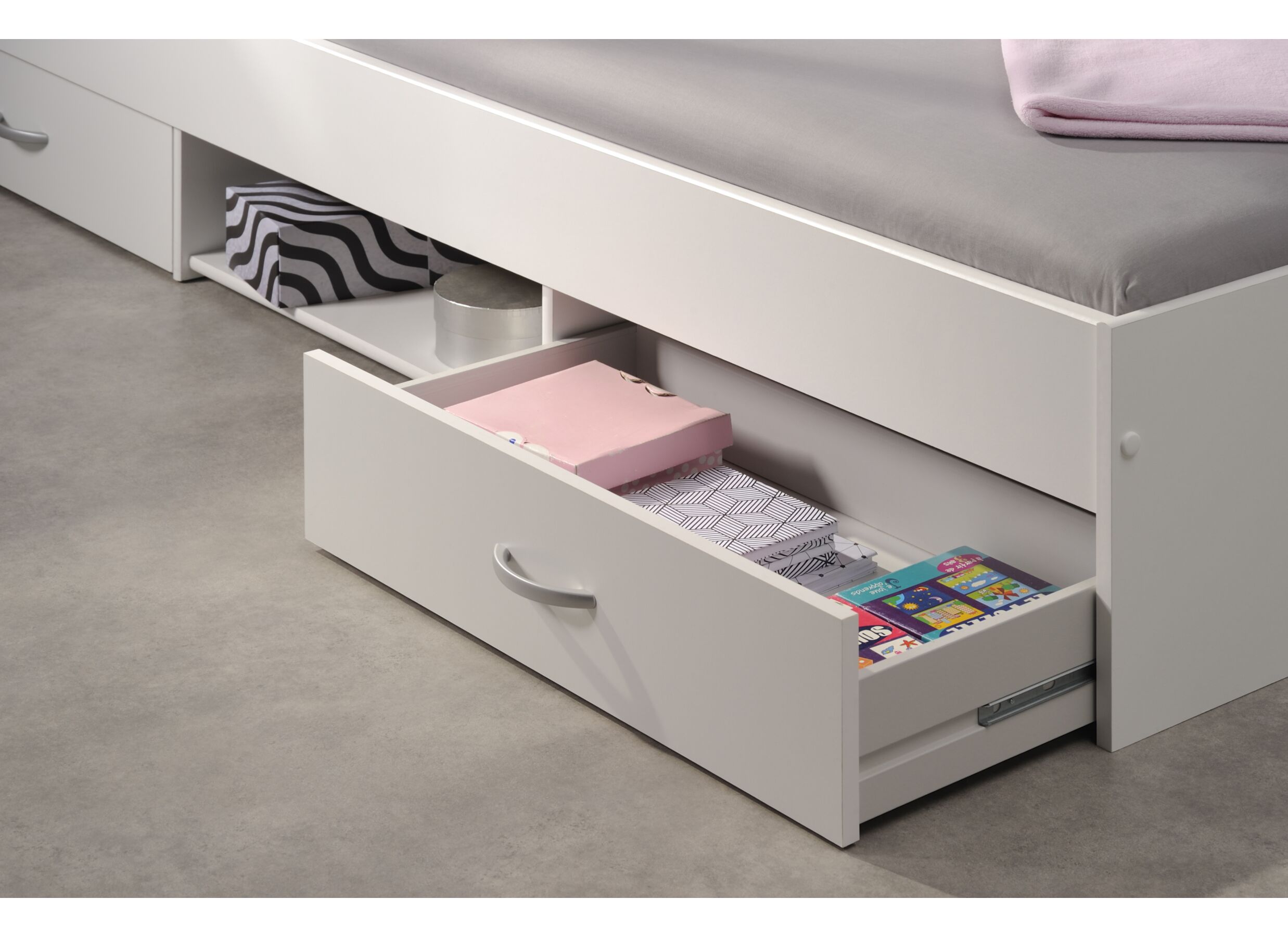 Bed Nashville 90x200cm - decor - wit met opbergruimte