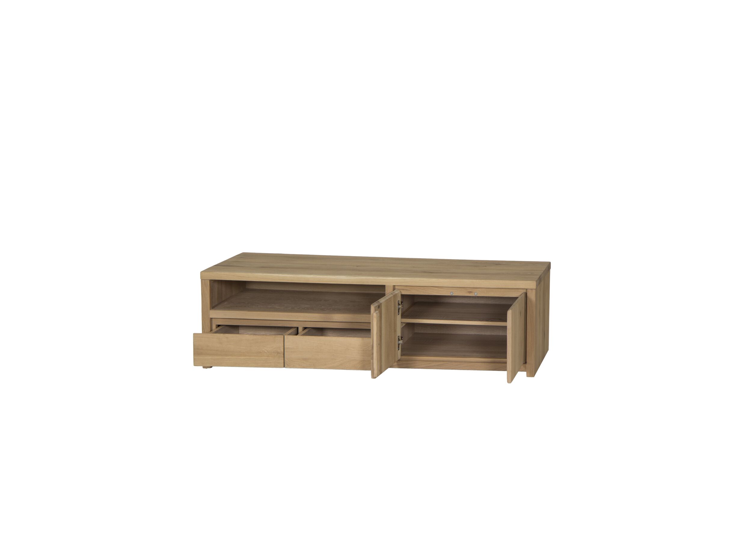 Tv-meubel Amarillo 160cm - eik massief & fineer & decor - naturel