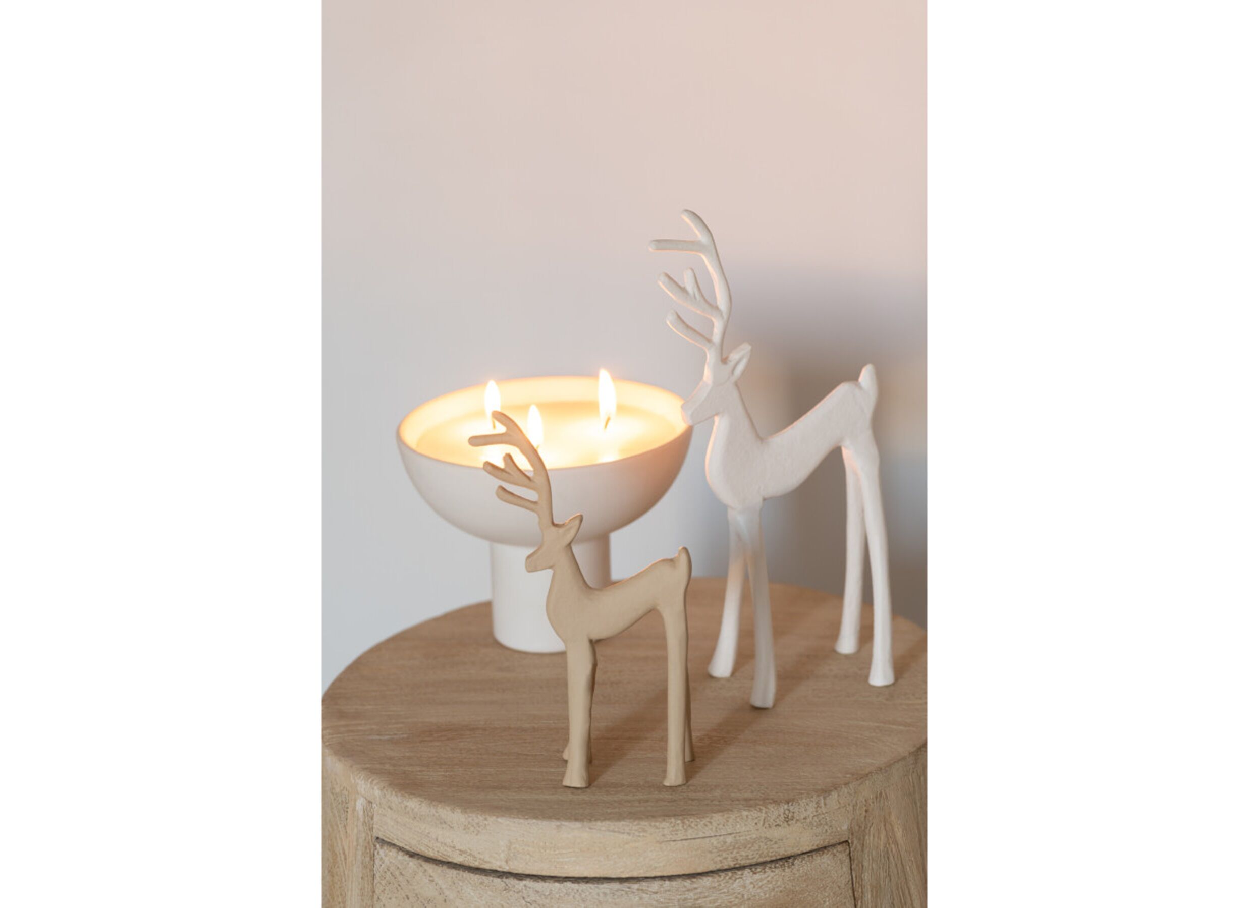 Foto ambiance - Décoration de Noël Renne 12x6x25,5cm - aluminium - blanc