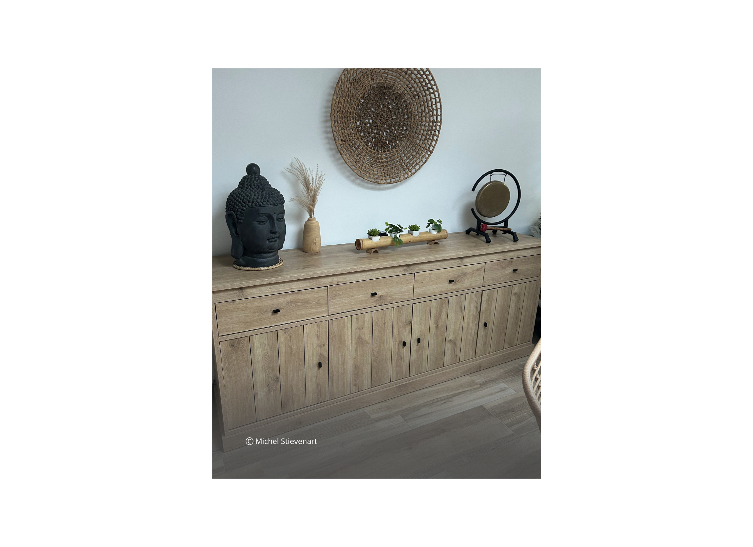 Foto ambiance - Buffet Valencia 225cm - mélamine - chêne clair