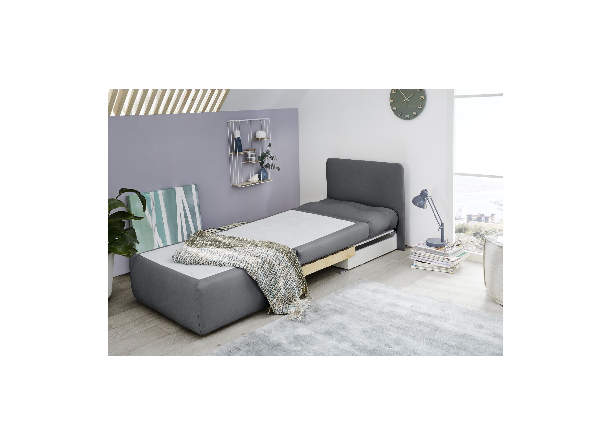 Zetelbed Tunis 1 persoons - 85x82cm - stof - donkergrijs