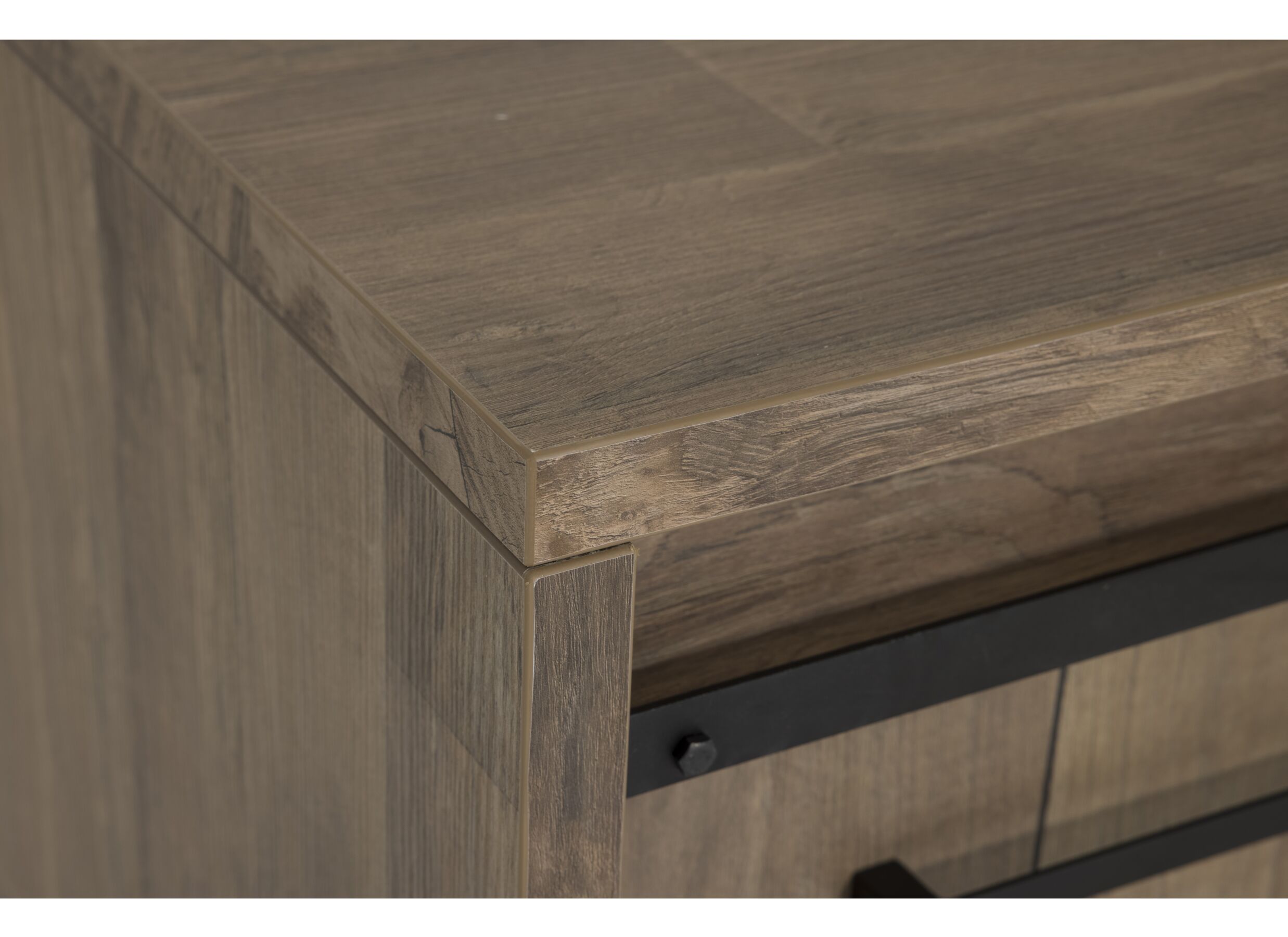 Detailfoto - Tv-meubel 179cm - meubelplaat - old teak & matt black