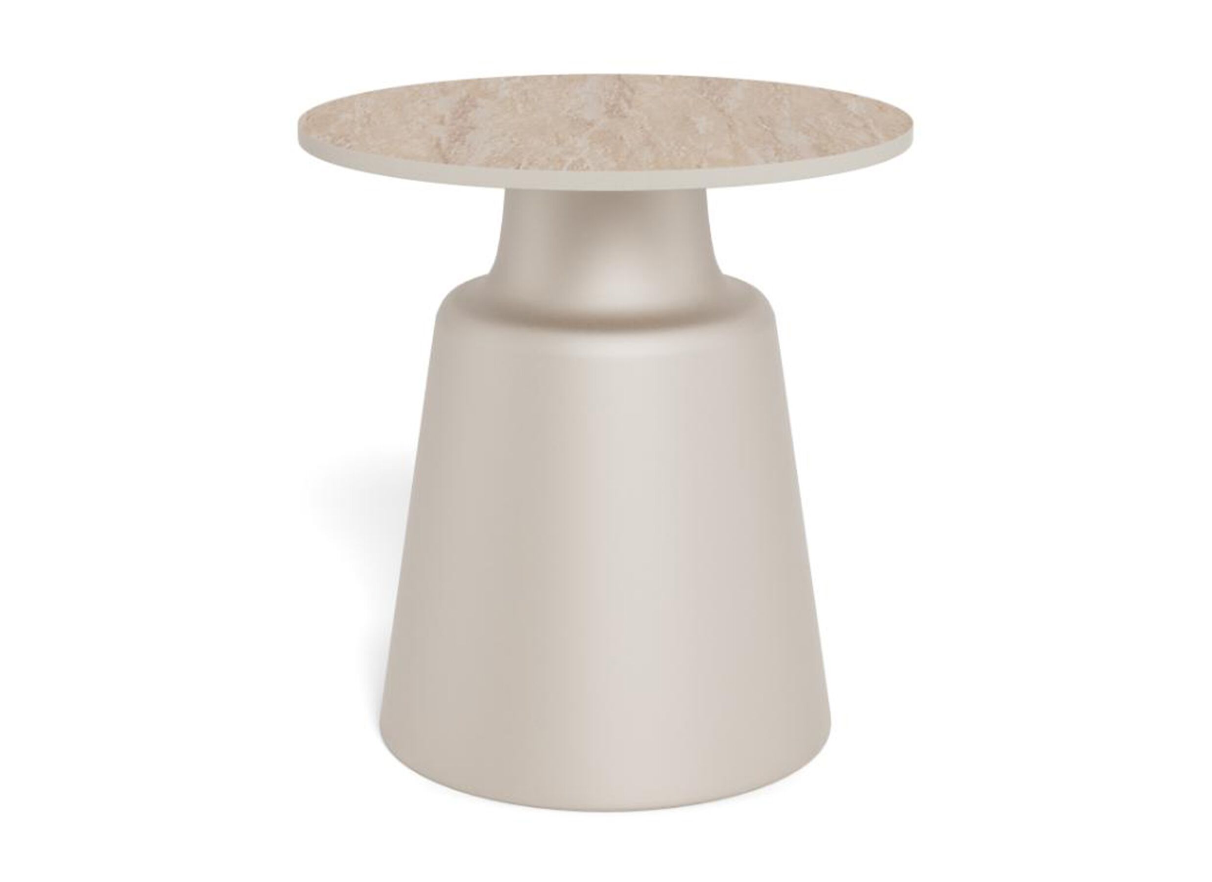 Aperçu - Table basse Ø45cm - travertin & métal - beige & gris