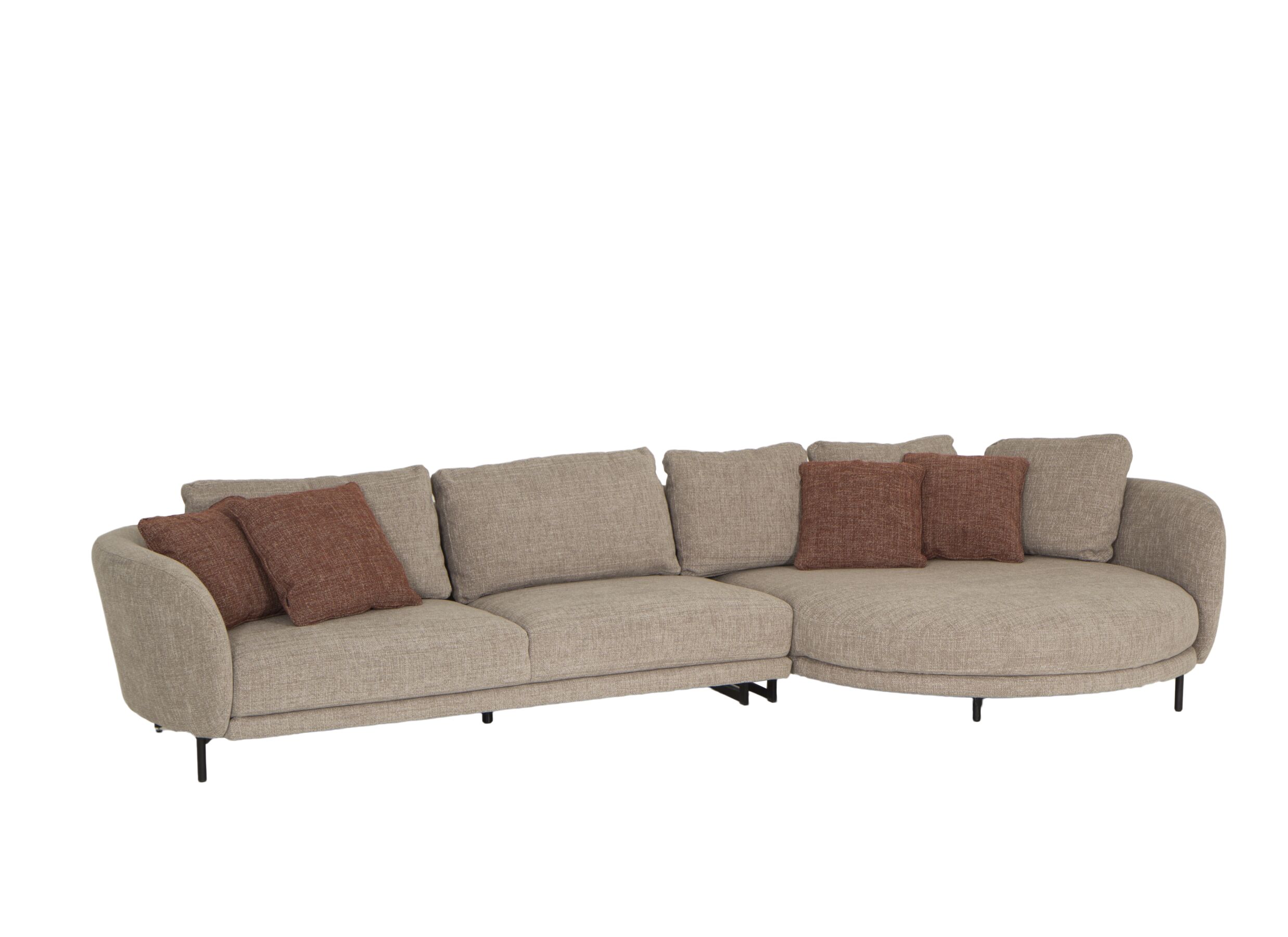 Photo ensemble - Canapé d'angle Carre 356x160cm - tissu - sand
