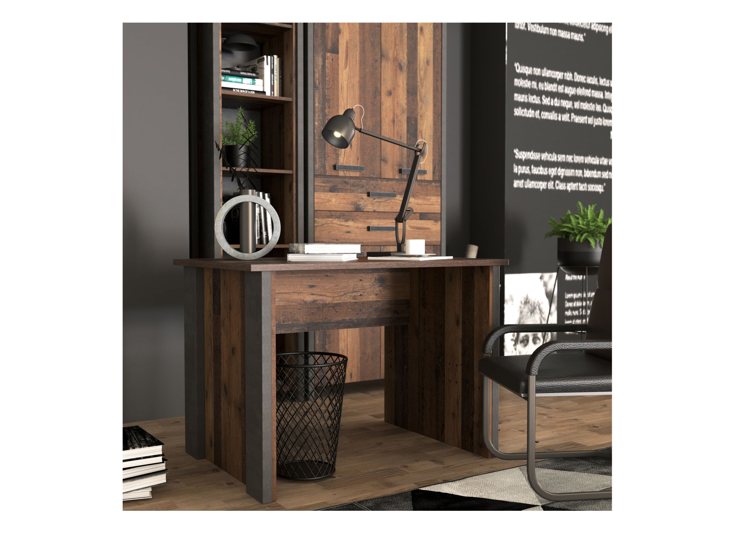 Bureau Clif-B 103x70x74cm - meubelplaat - old wood/beton