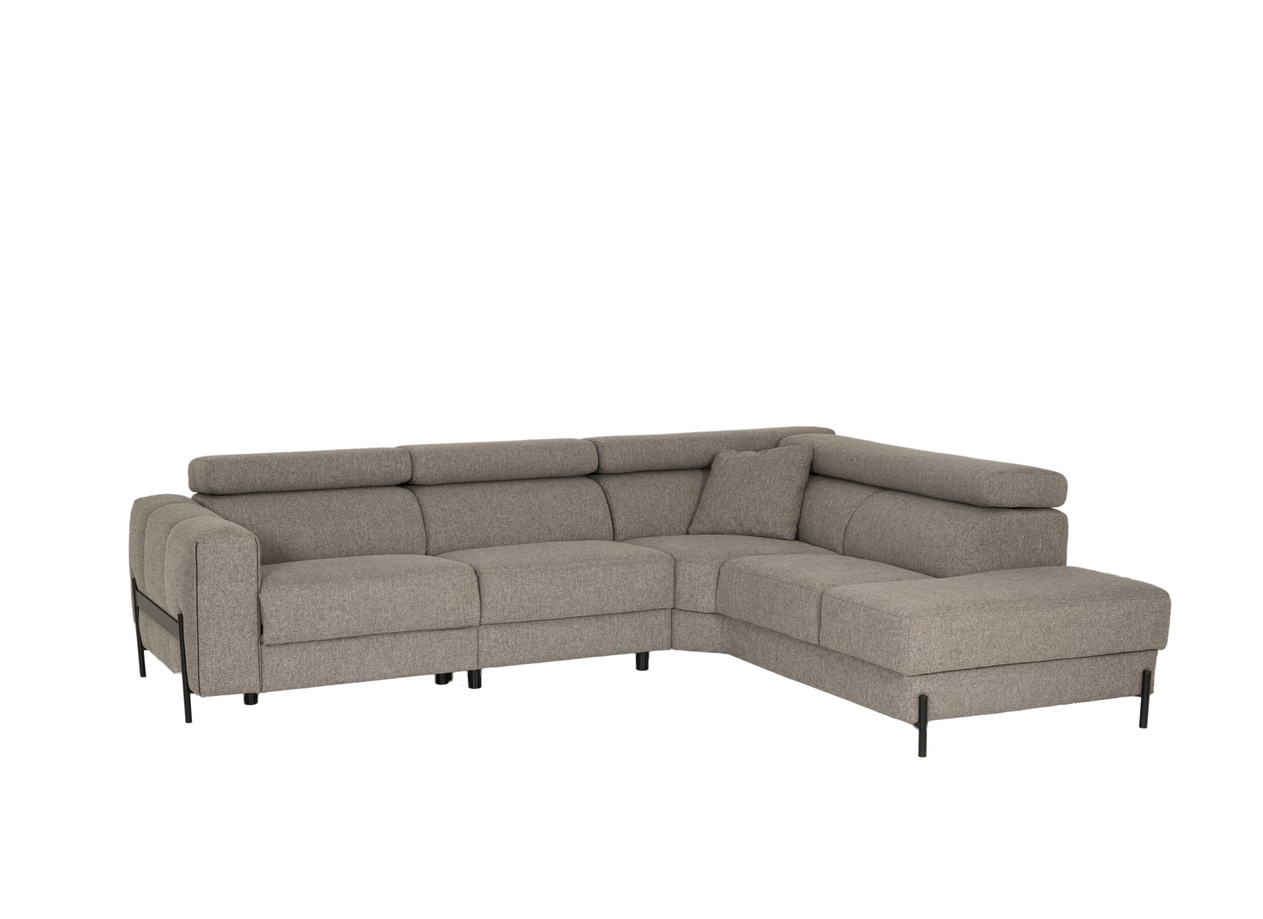Canapé d'angle Arkon 296x238cm - tissu - taupe avec relax