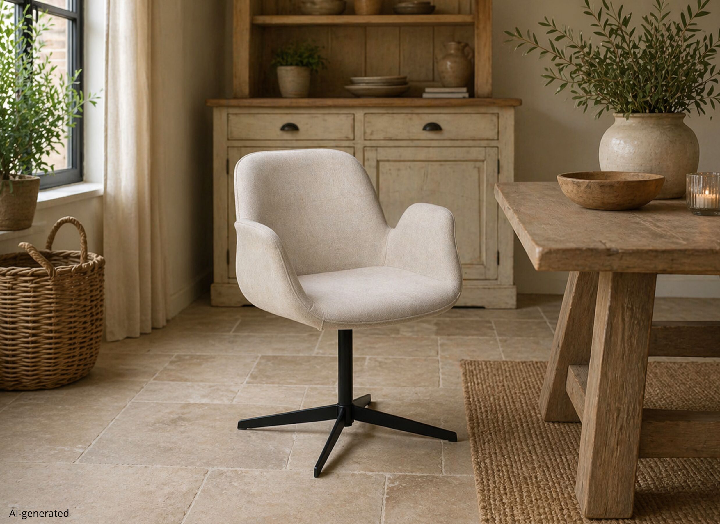 AI Generated - Chaise pivotante 57,5x55x81cm - tissu - sable