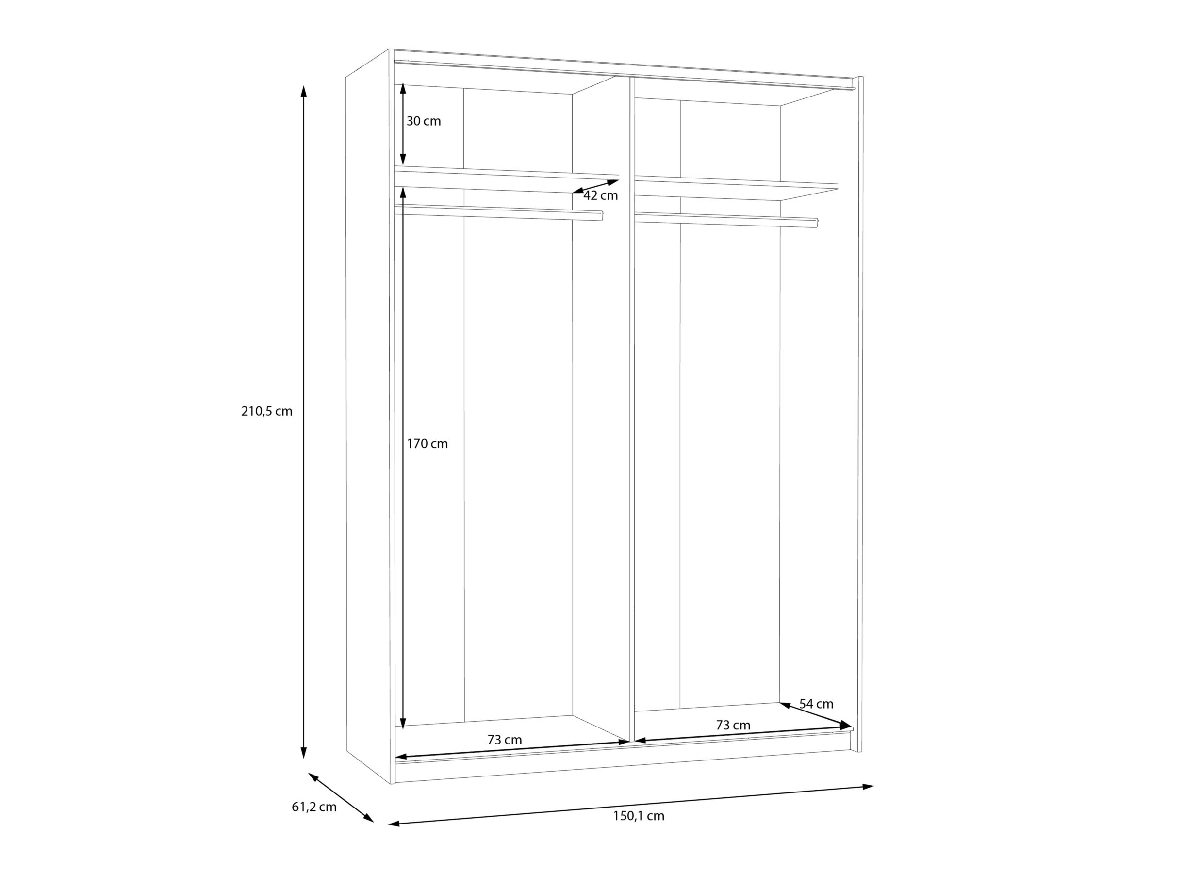 Dimensions - Armoire à portes coulissantes Schach & Mat 2 150cm - décor - blanc