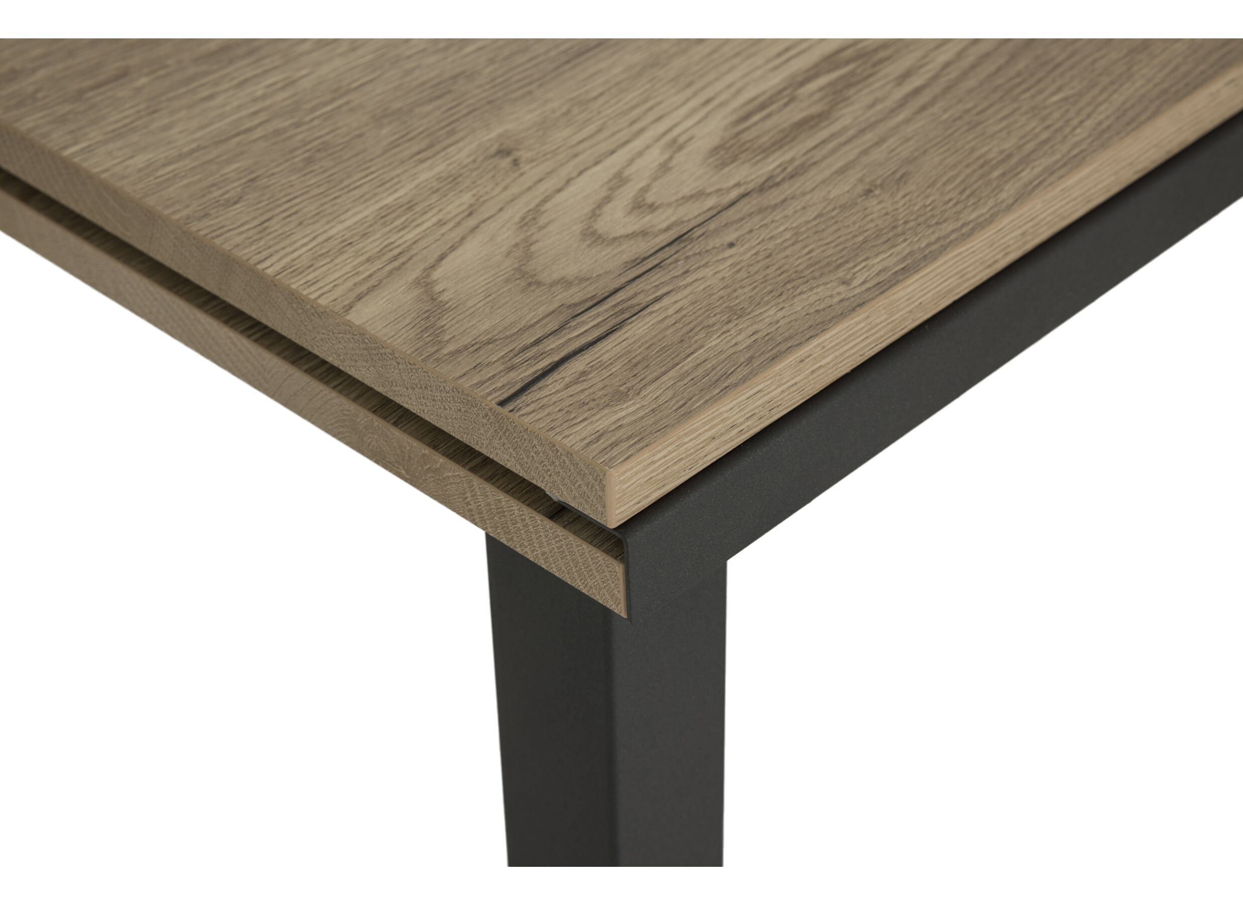 Detail - Table Vienna 80/140x80cm - chêne massif/métal - naturel/anthracite