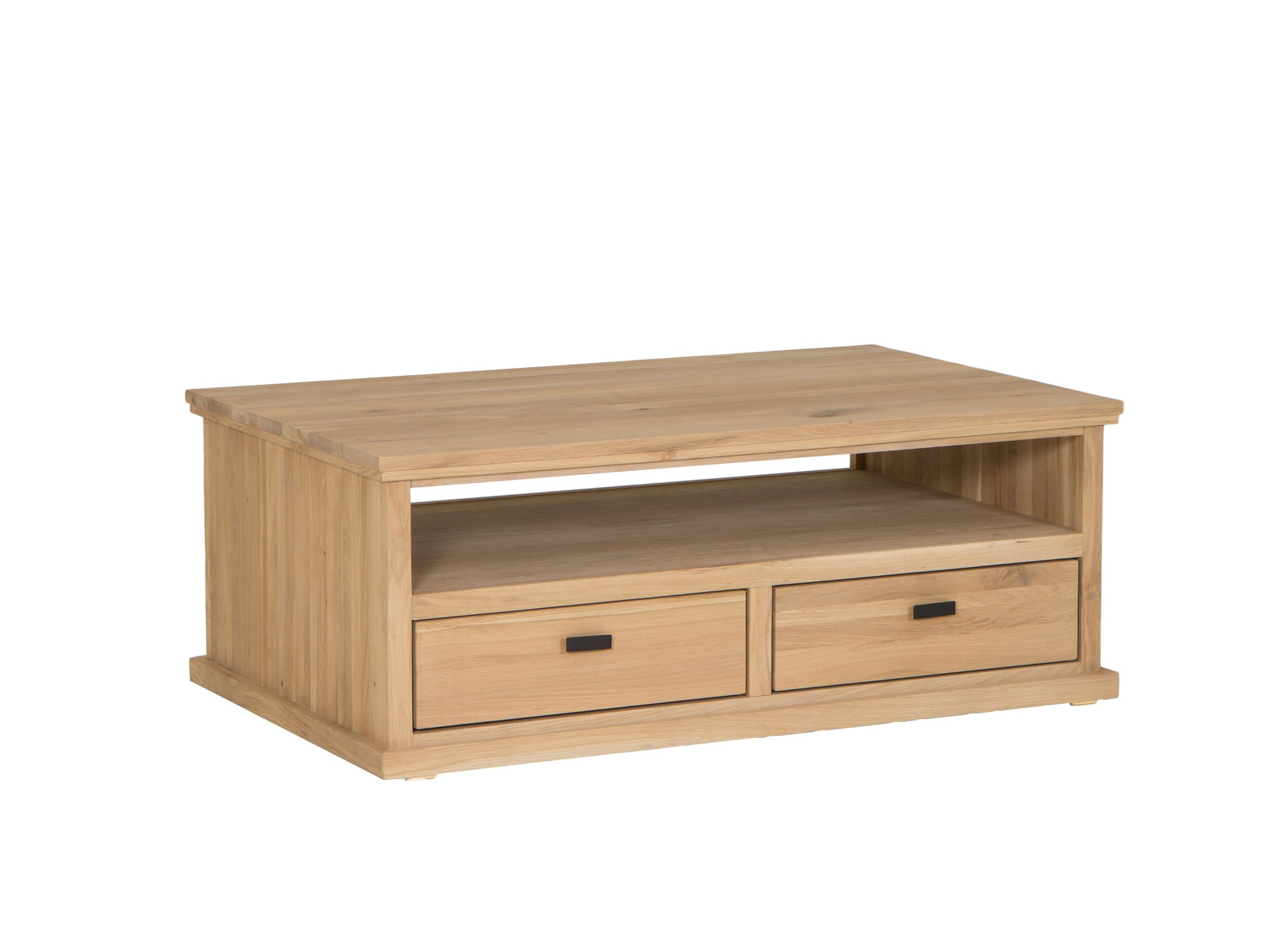 Table basse Grimaldi bois massif avec rangement - Table basse Grimaldi 120x74x45cm - chêne massif & placage & décor - naturel avec rangement