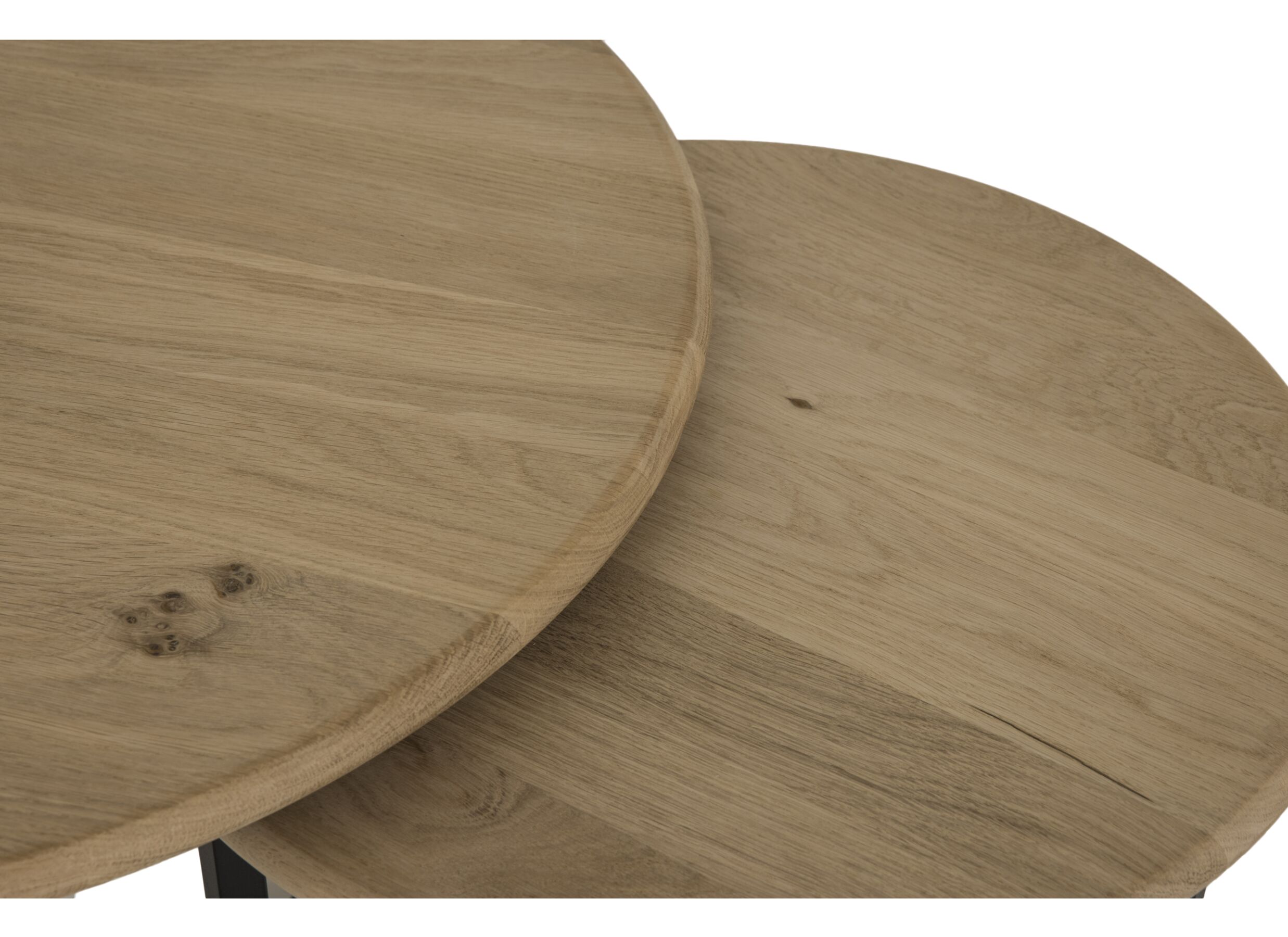 Detailfoto - Salontafel Bluesette Ø70/Ø50cm - eik massief - naturel - set van 2