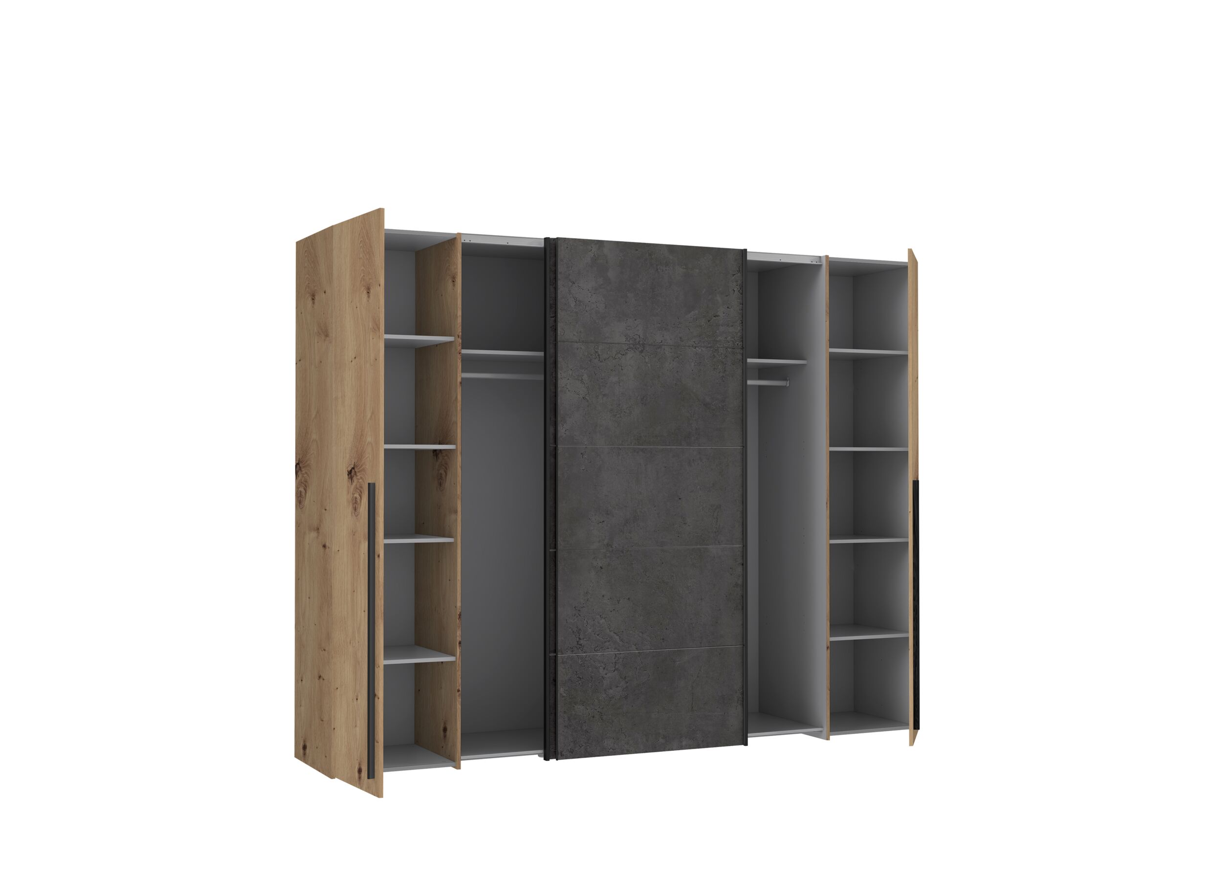 Garde-robe Narago 270cm - décor - chêne artisanal/béton