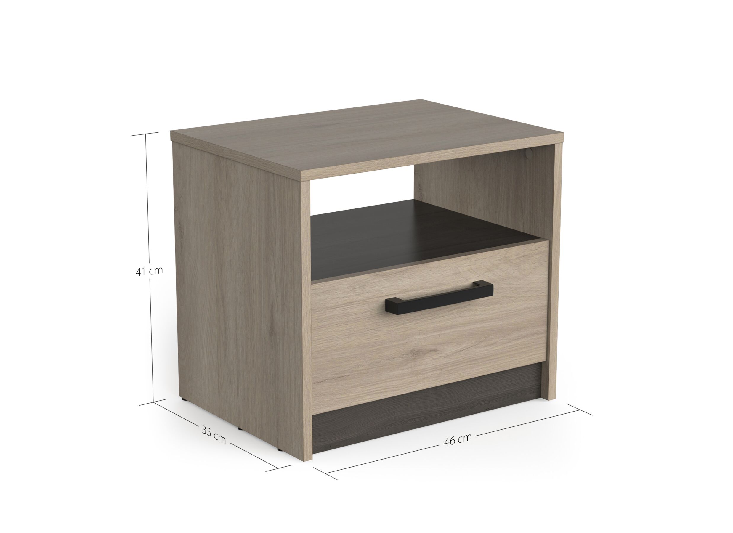 Dimensions - Table de chevet Watson 46x41x35cm - décor - chêne kronberg & waterford