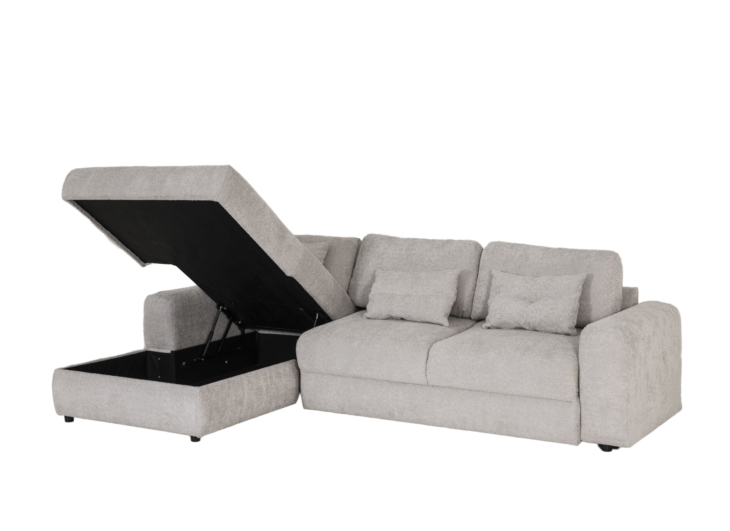 Aperçu - Canapé d'angle Siracusa 310x185cm - tissu - silver avec fonction lit et rangement