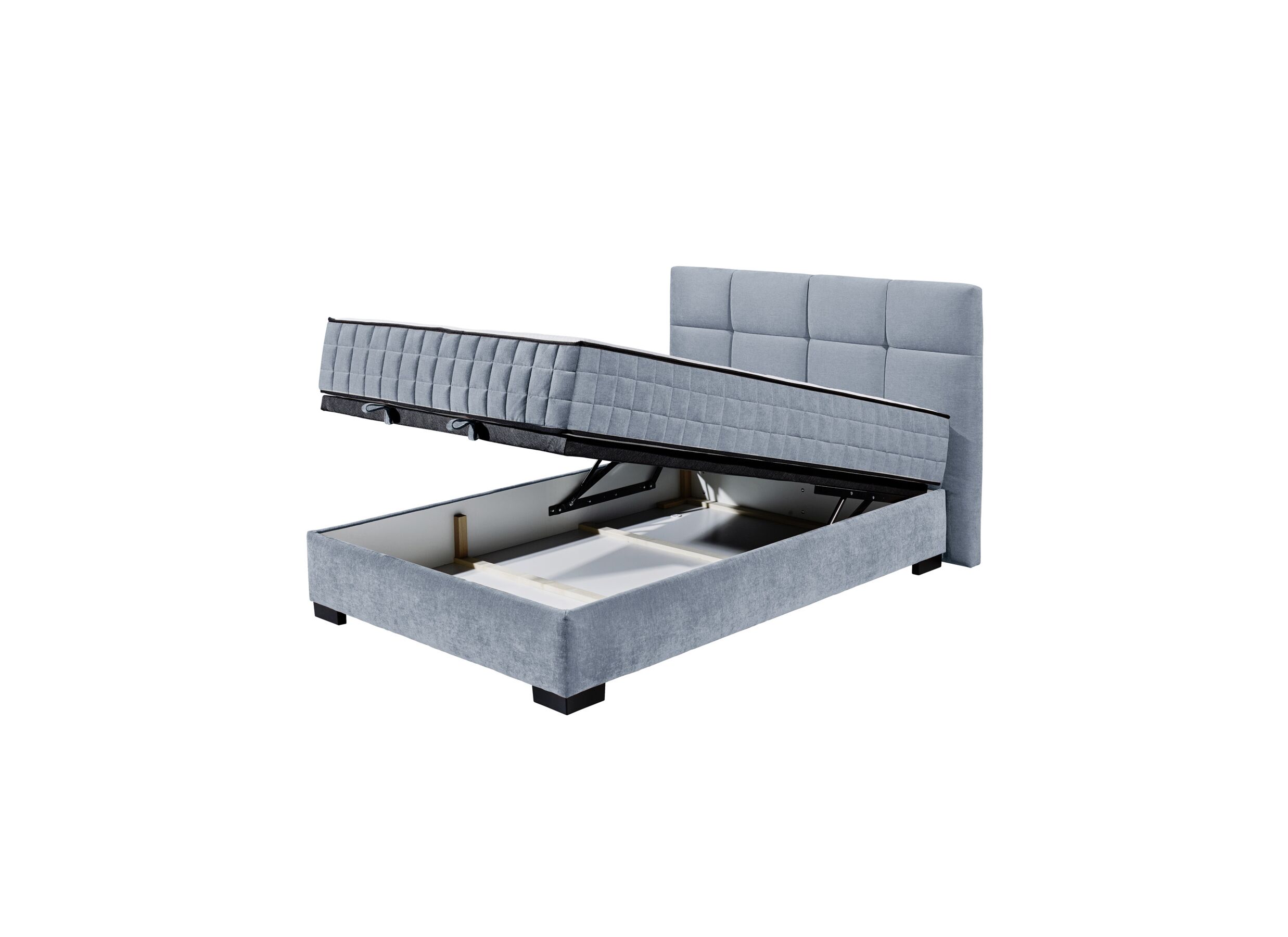 Aperçu - Lit box Nagol A 140x200cm avec rangement tissu bleu