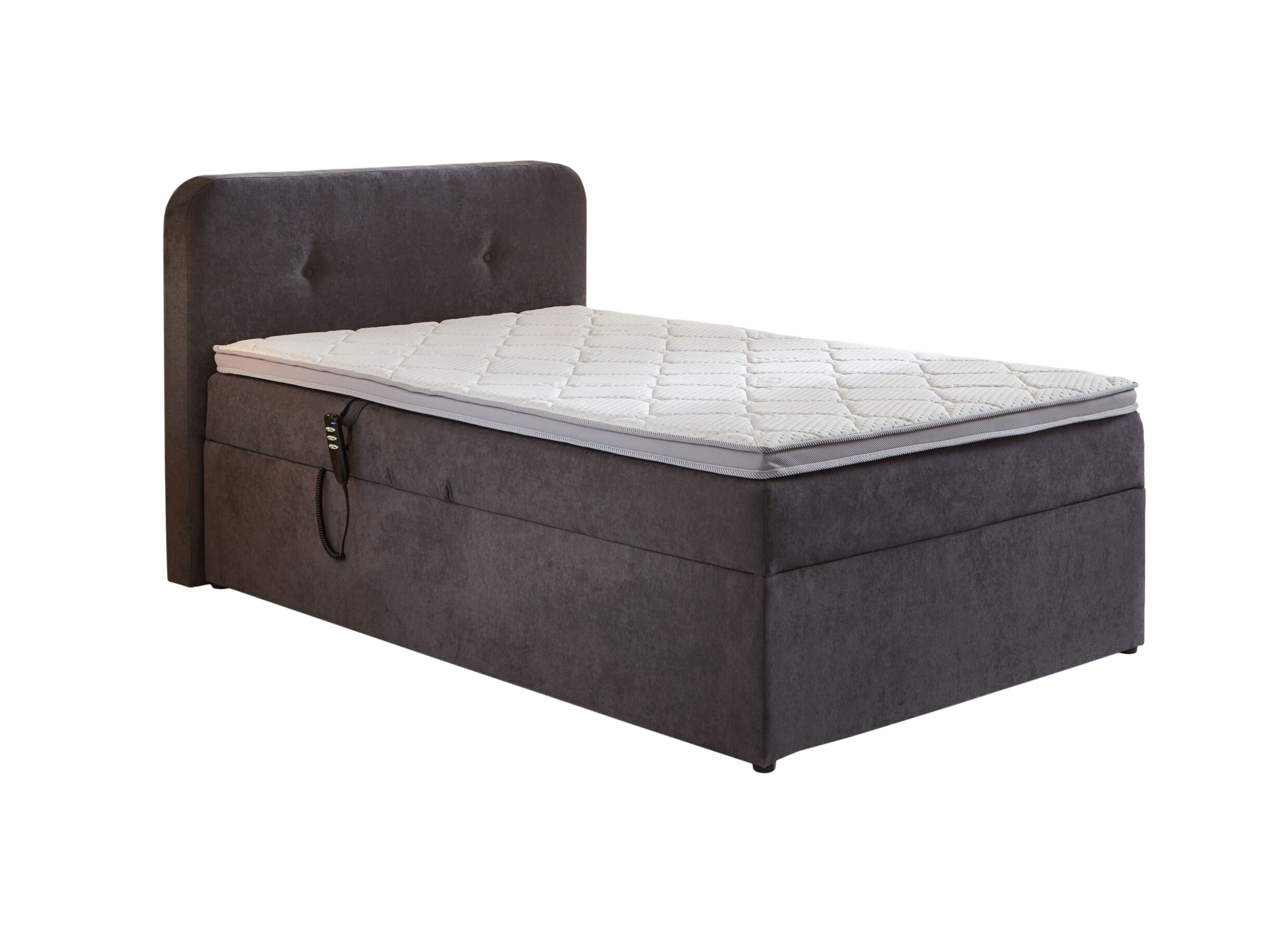 Boxspring BX1880 120x200cm avec rangement tissu gris - Boxspring BX1880 120x200cm avec rangement tissu gris