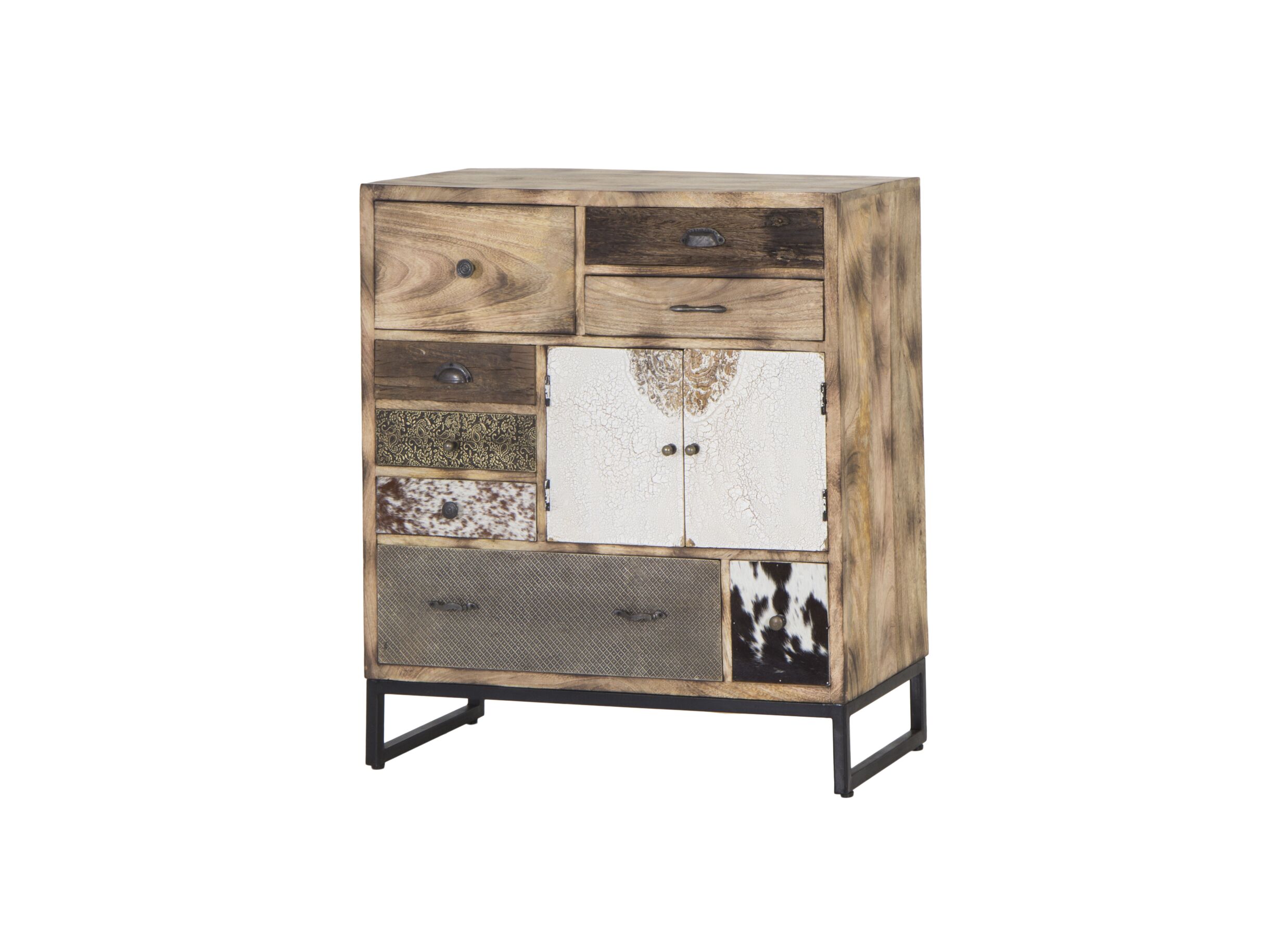 Plus Important - Commode Raffles 90x40x100cm - manuier massif - marron & multicolour