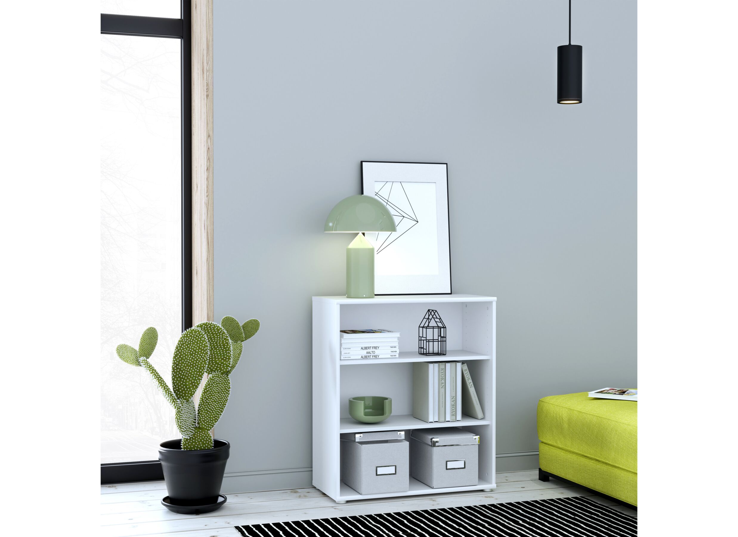 Foto ambiance - Bibliothèque Topic 74x35x86cm - décor - blanc