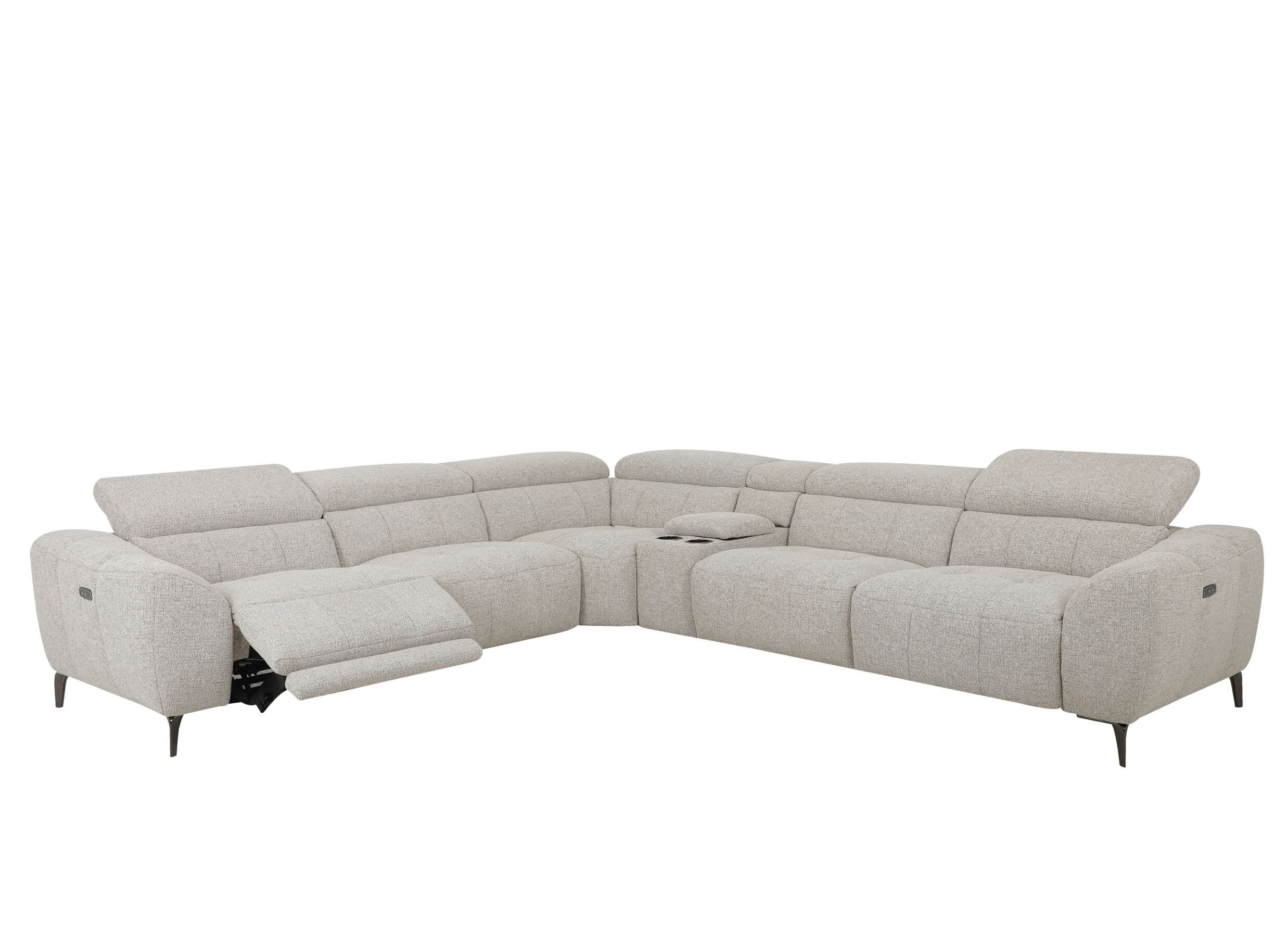 Aperçu - Canapé d'angle Talk 295x327cm - tissu - mink avec relax