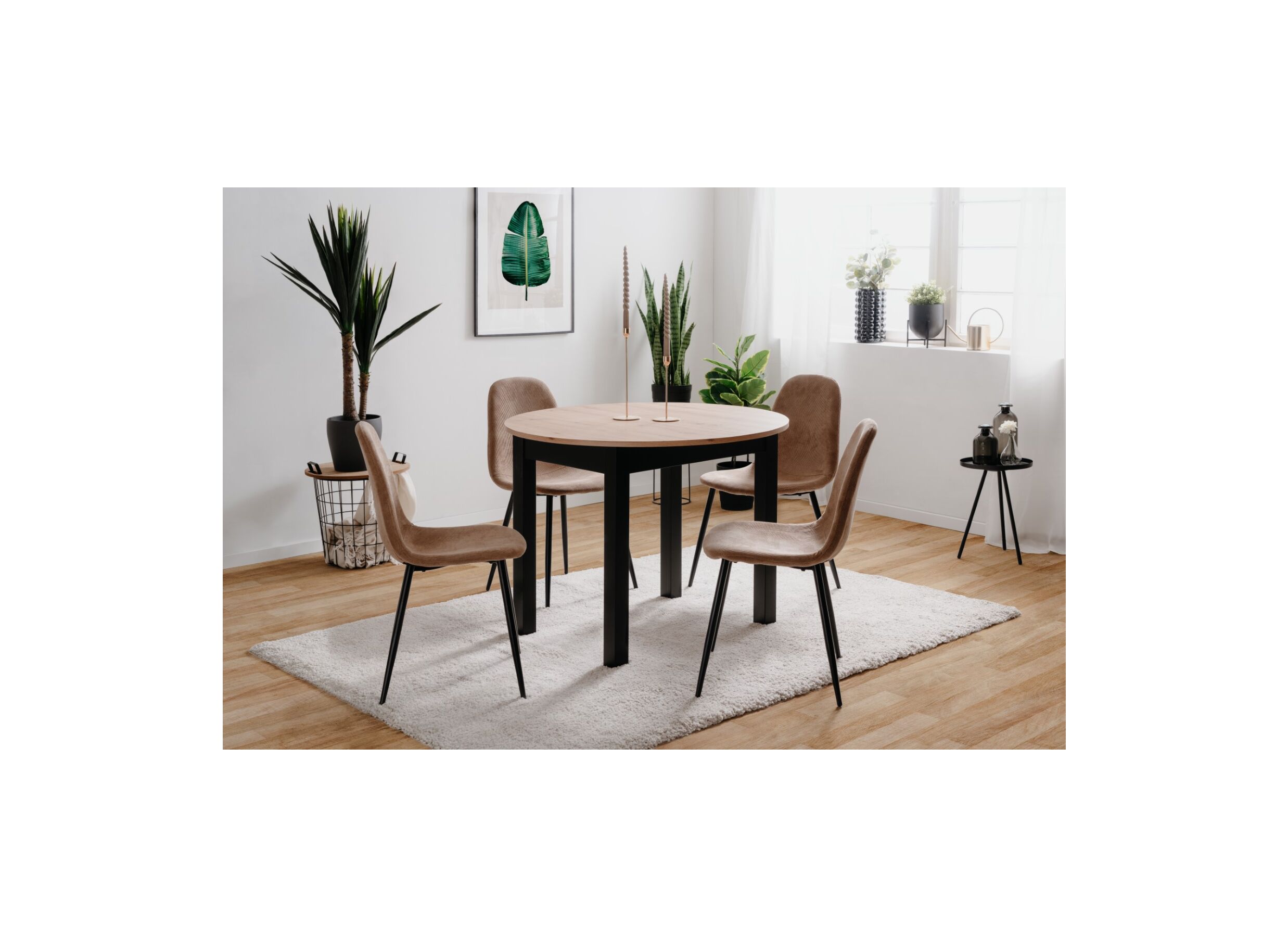 Sfeerfoto - Ronde tafel Coburg 100/140x100cm - melamine - artisanal oak