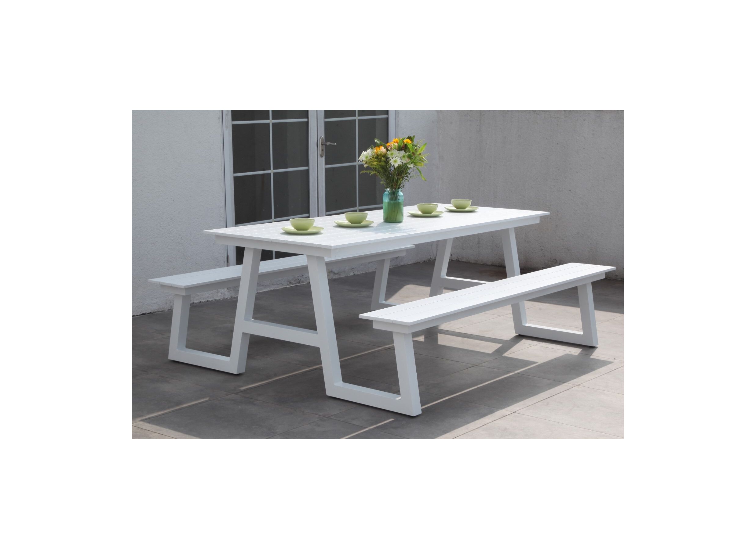 Sfeerfoto - Picknicktafel Santorini 173x200cm - metaal - wit