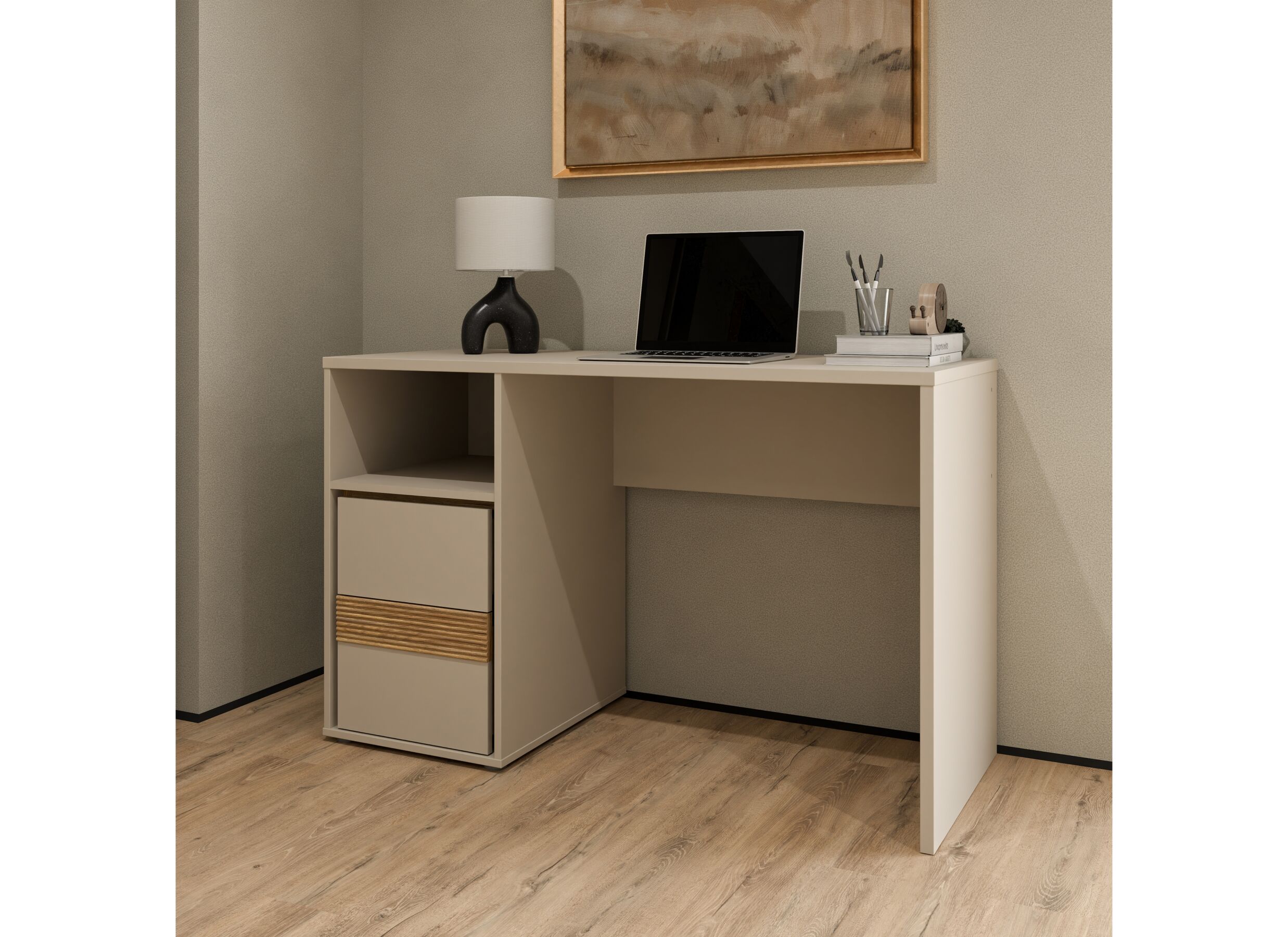 Foto ambiance - Bureau Wexlin 120x50x76cm - décor - sand & mauvella oak