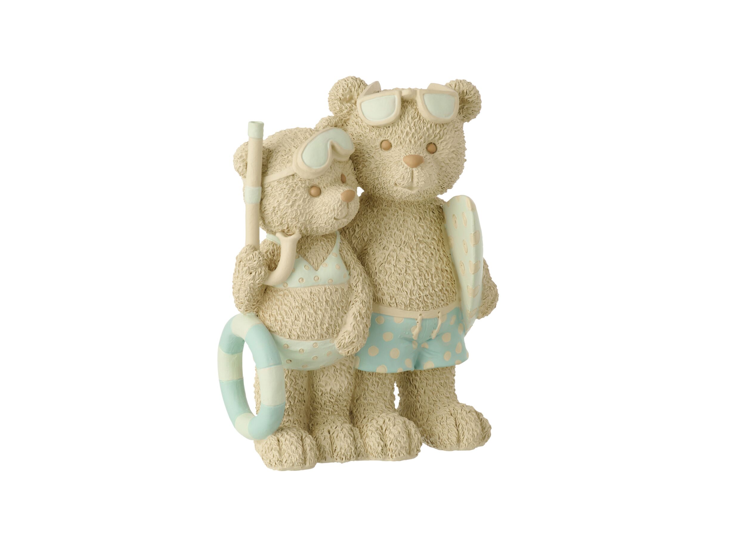 Plus Important - Statue Ours H28cm - polystone - beige & bleu clair