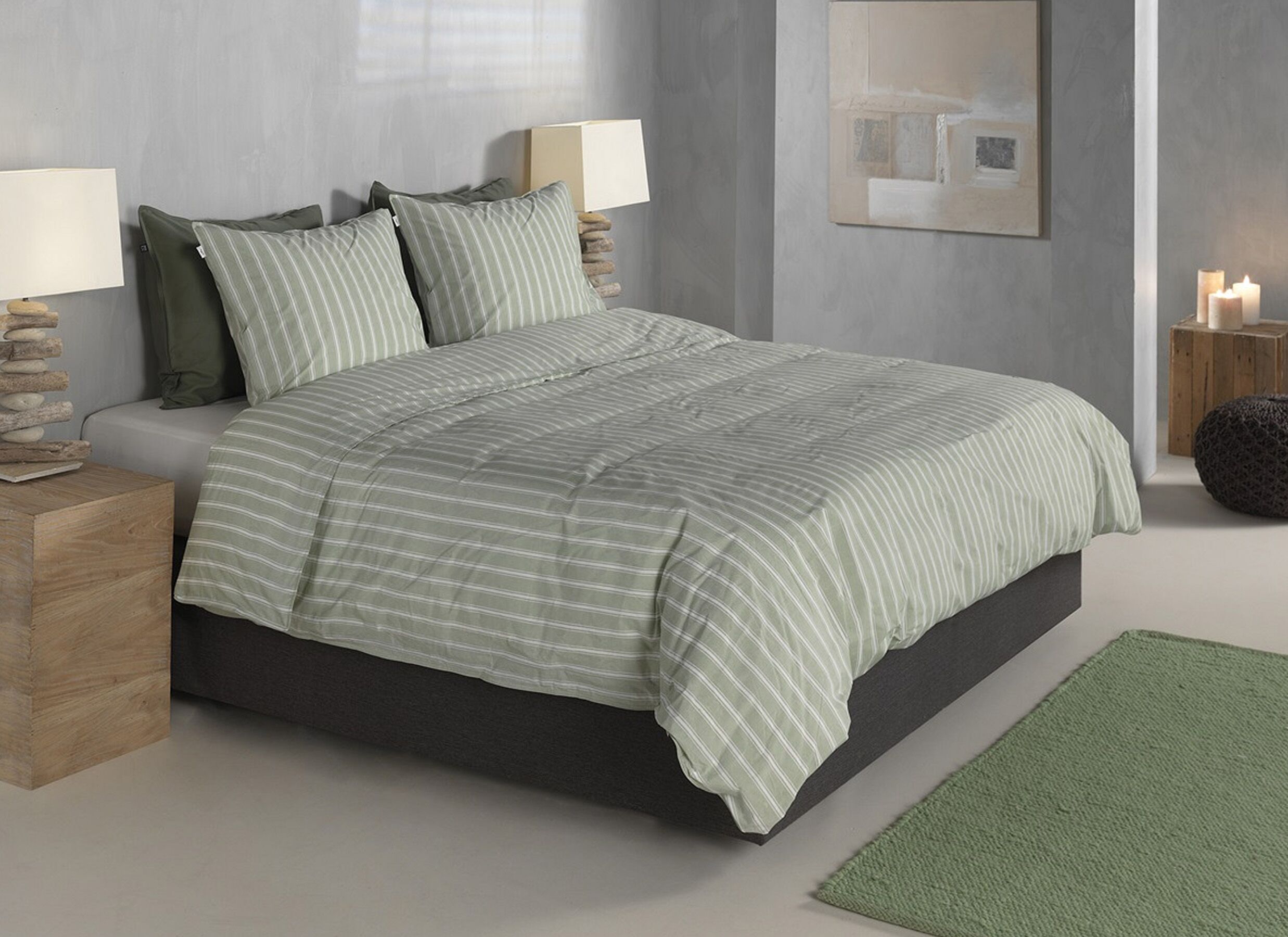 Foto ambiance - Housse de couette Percale 240x220cm - coton - smokey green