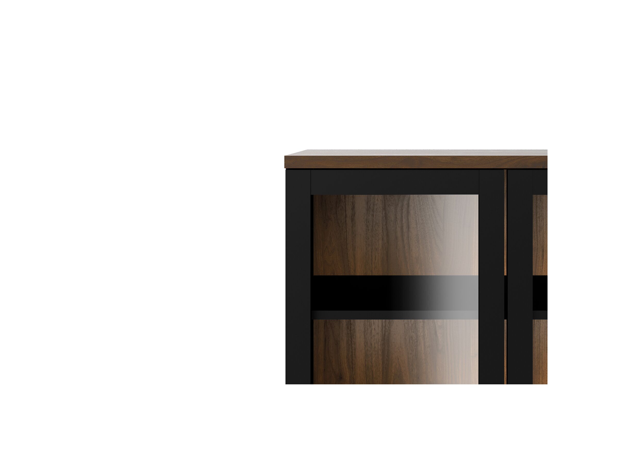 Vitrinekast Roomers 89cm - decor - zwart/walnoot