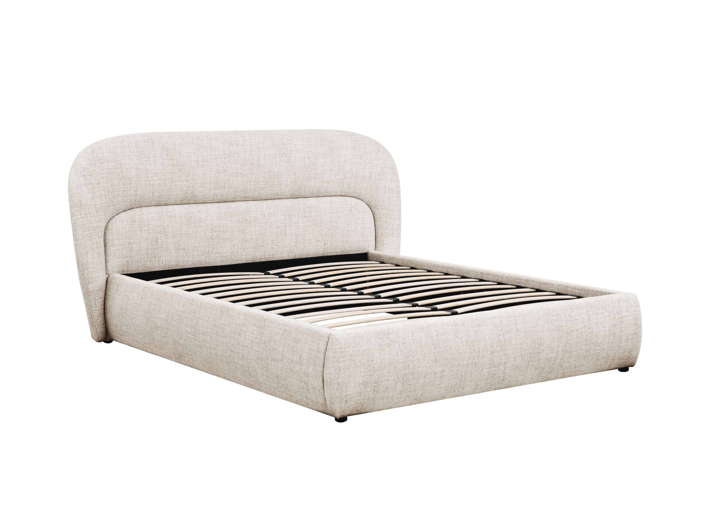 Gestoffeerd bed Nausicaa 160x200cm - stof - beige met opbergruimte - Lit capitonné Nausicaa 160x200cm - tissu - beige avec rangement