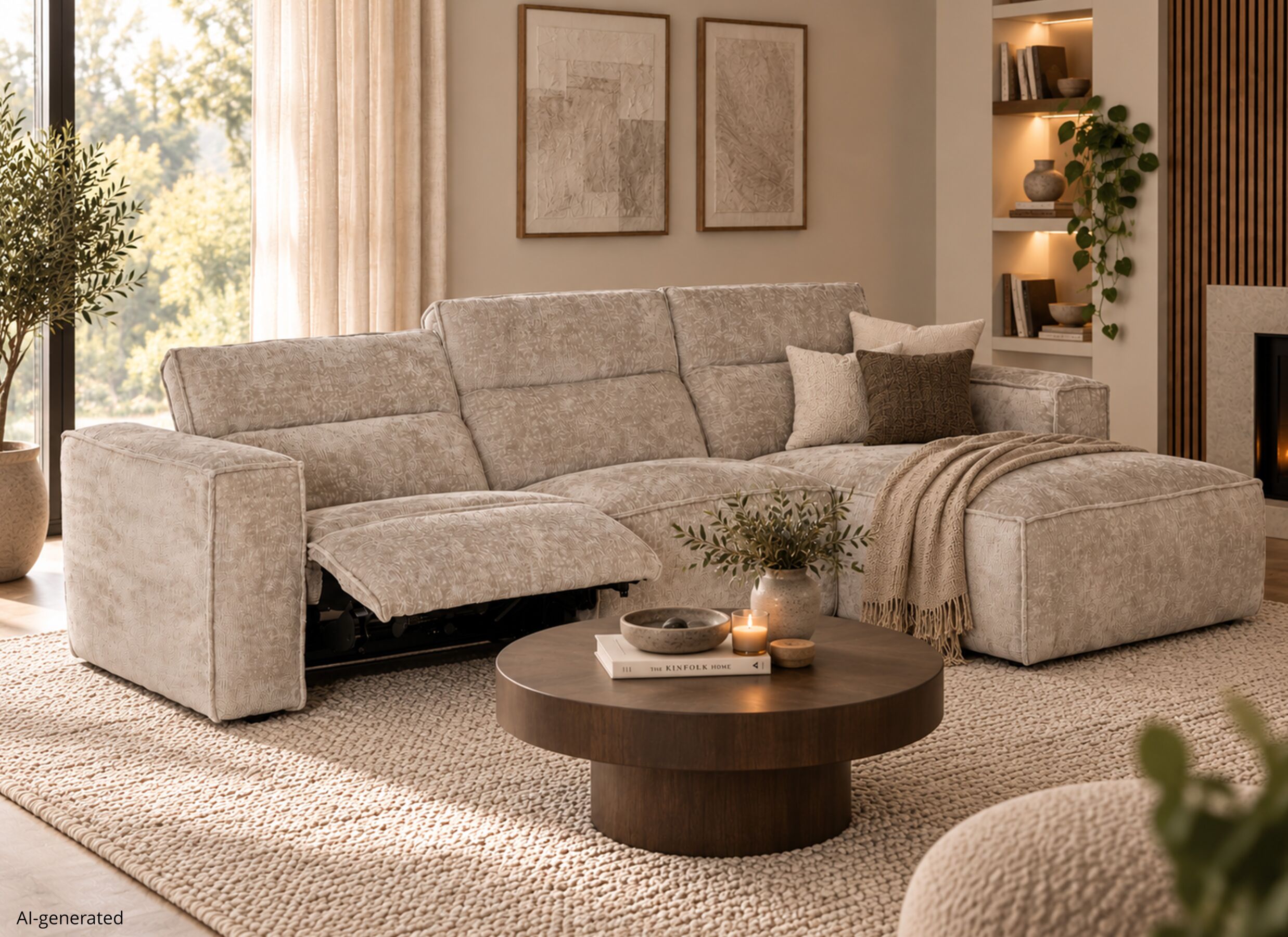 AI Generated - Hoeksalon Adam 311x177cm - stof - turtle dove met relax