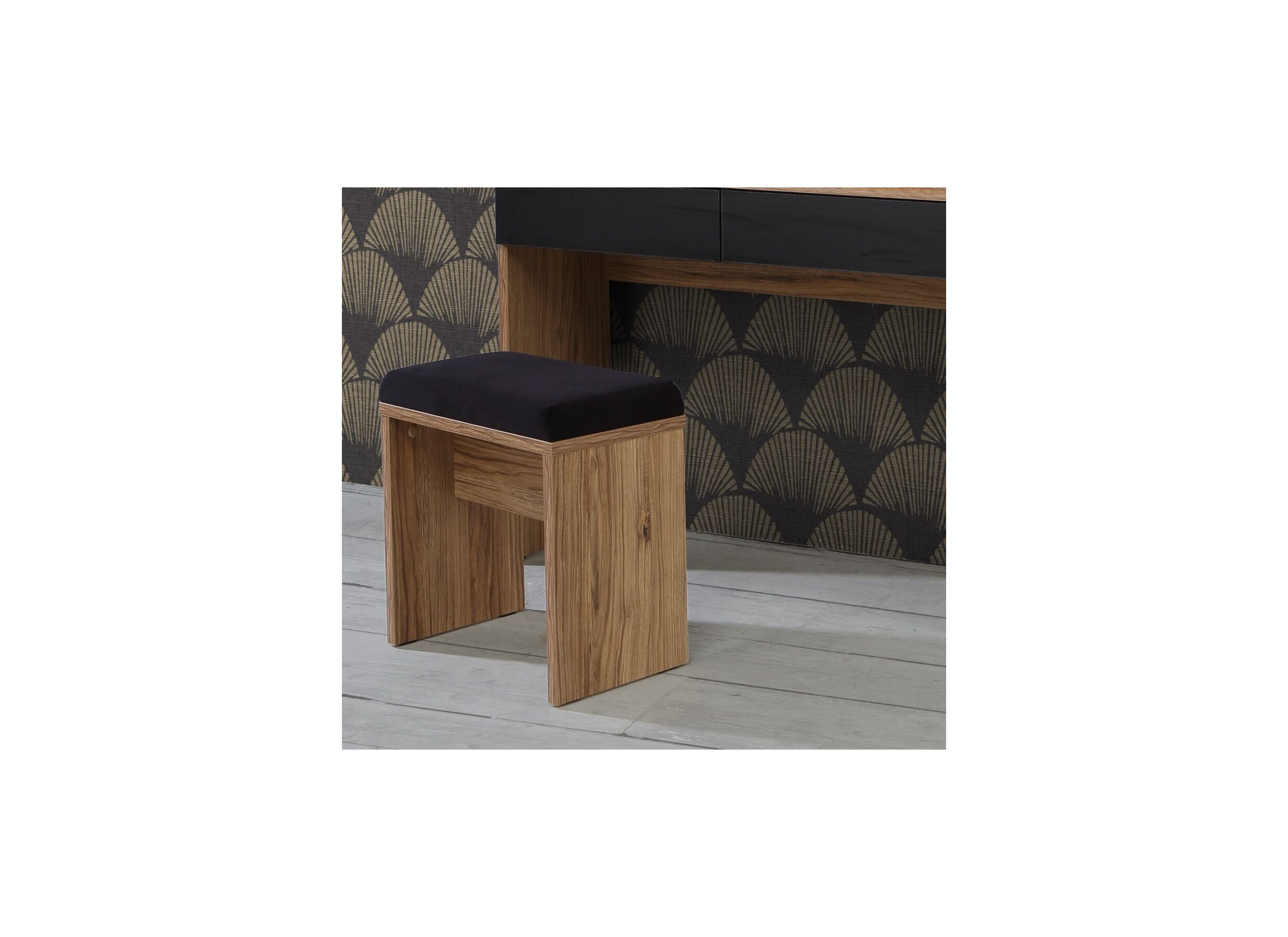 Foto ambiance - Banc Dalate 45x30x49cm - panneau décor - chêne châtaignier/noir mat