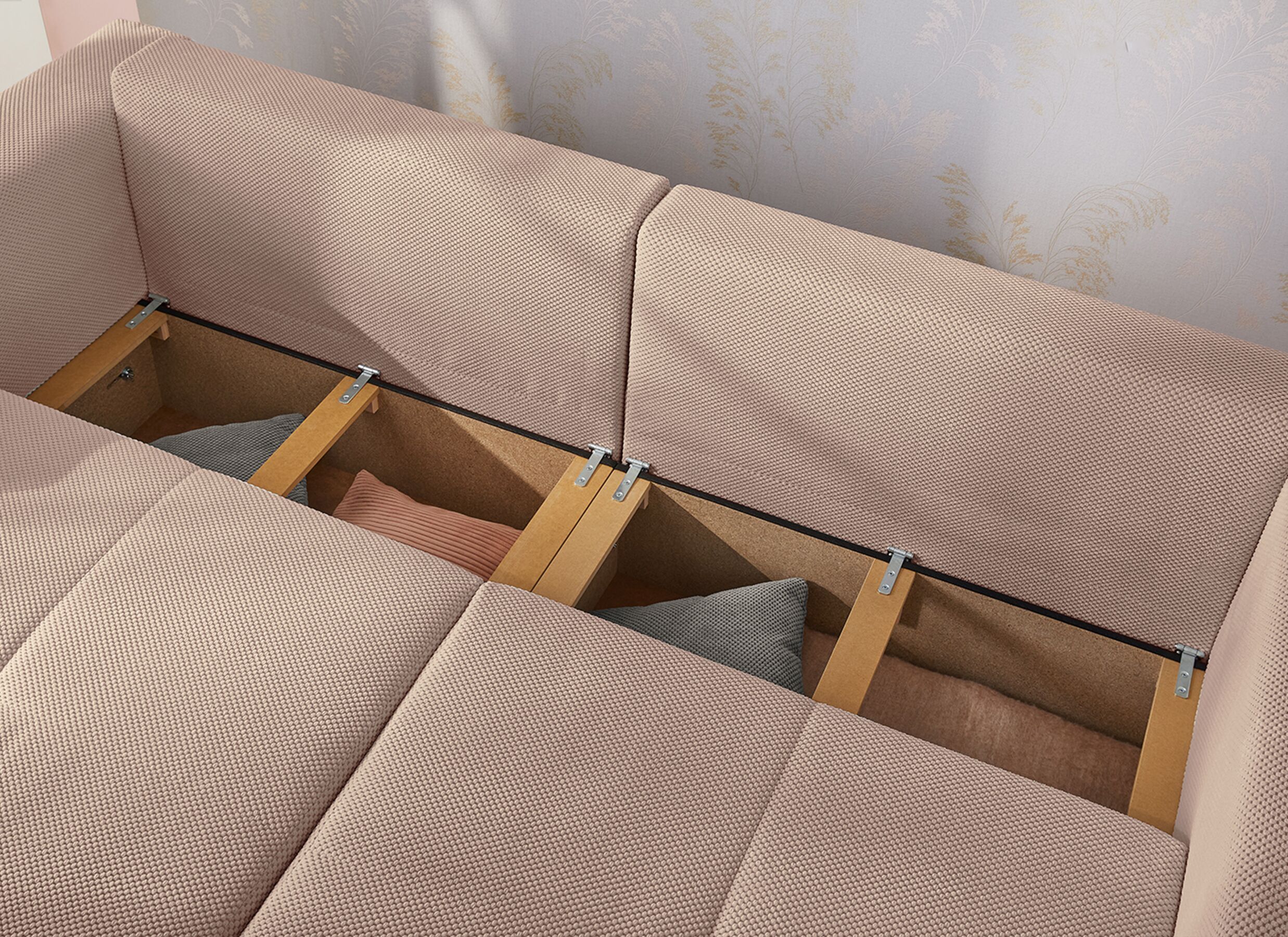 Sfeerfoto - Zetel Relax Bigsofa 4-zit - stof - rosa