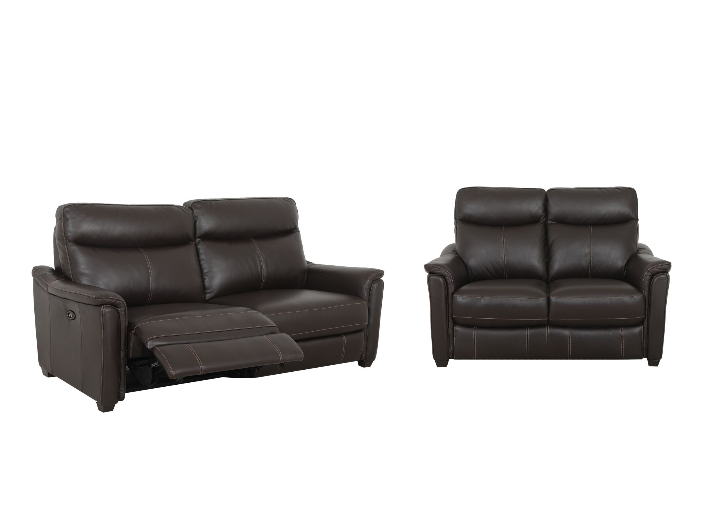 Overzichtsfoto - Zetel Wise 2,5+2-zit - leder - walnut met relax
