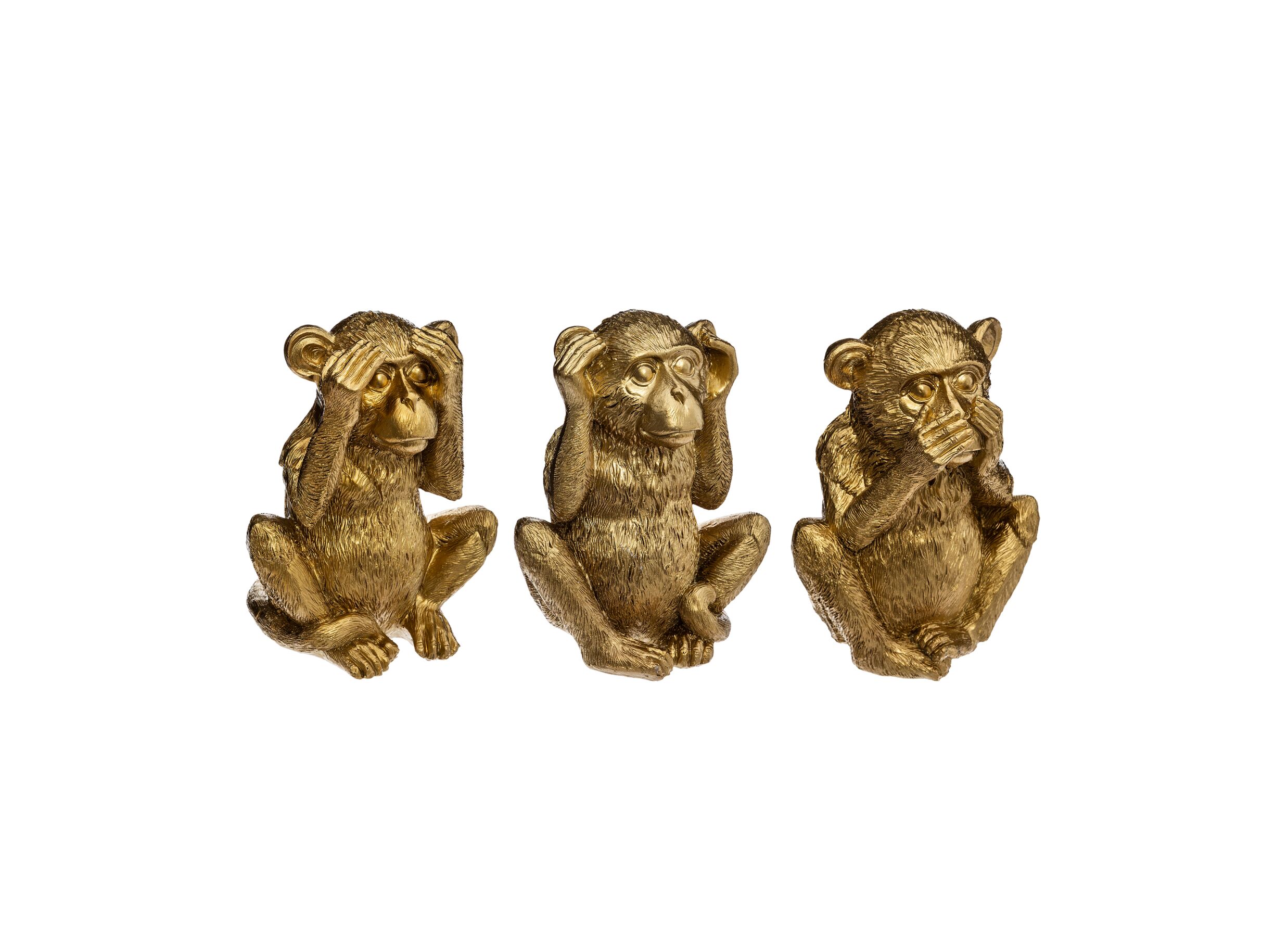 Statuette Singe Entendre Voir Se taire H17 - Statuette Singe Entendre Voir Se taire H17,7cm lot de 3