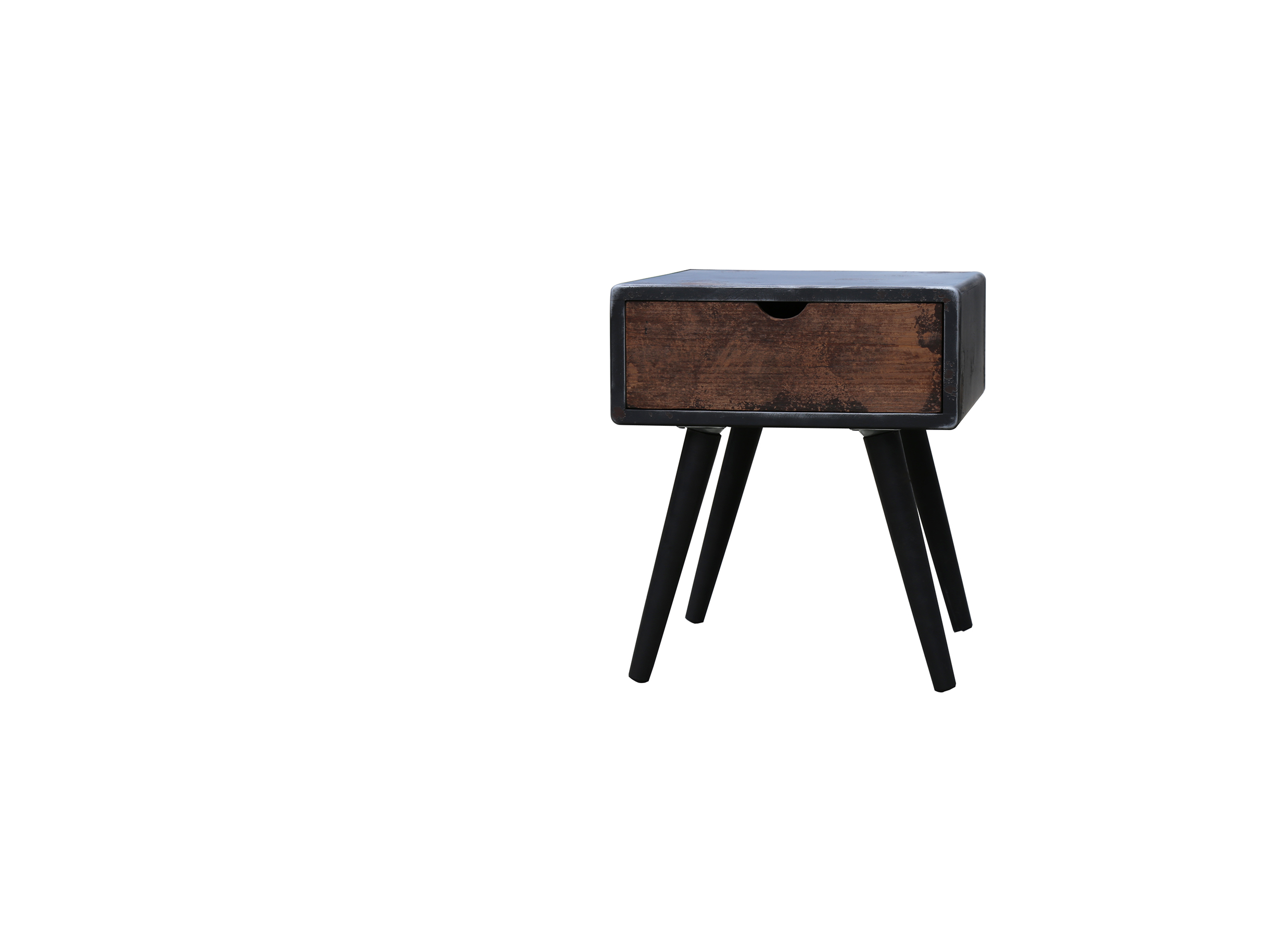 Aperçu - Table de chevet Esperanto 40x40x46cm - sapin massif & décor - naturel/noir