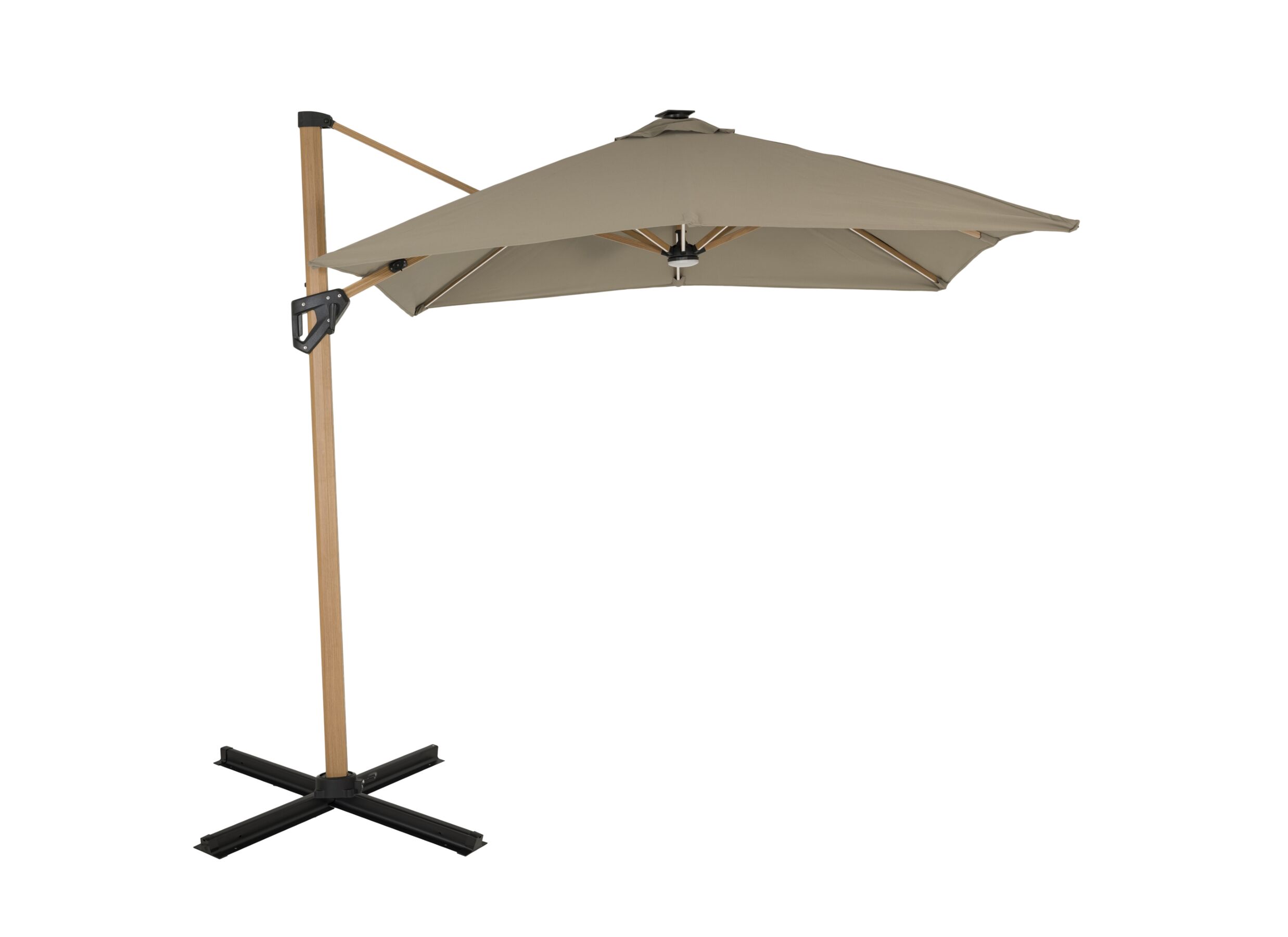 Parasol déporté Aura 250x250xm taupe avec couverture - Parasol déporté Aura 250x250xm taupe avec couverture