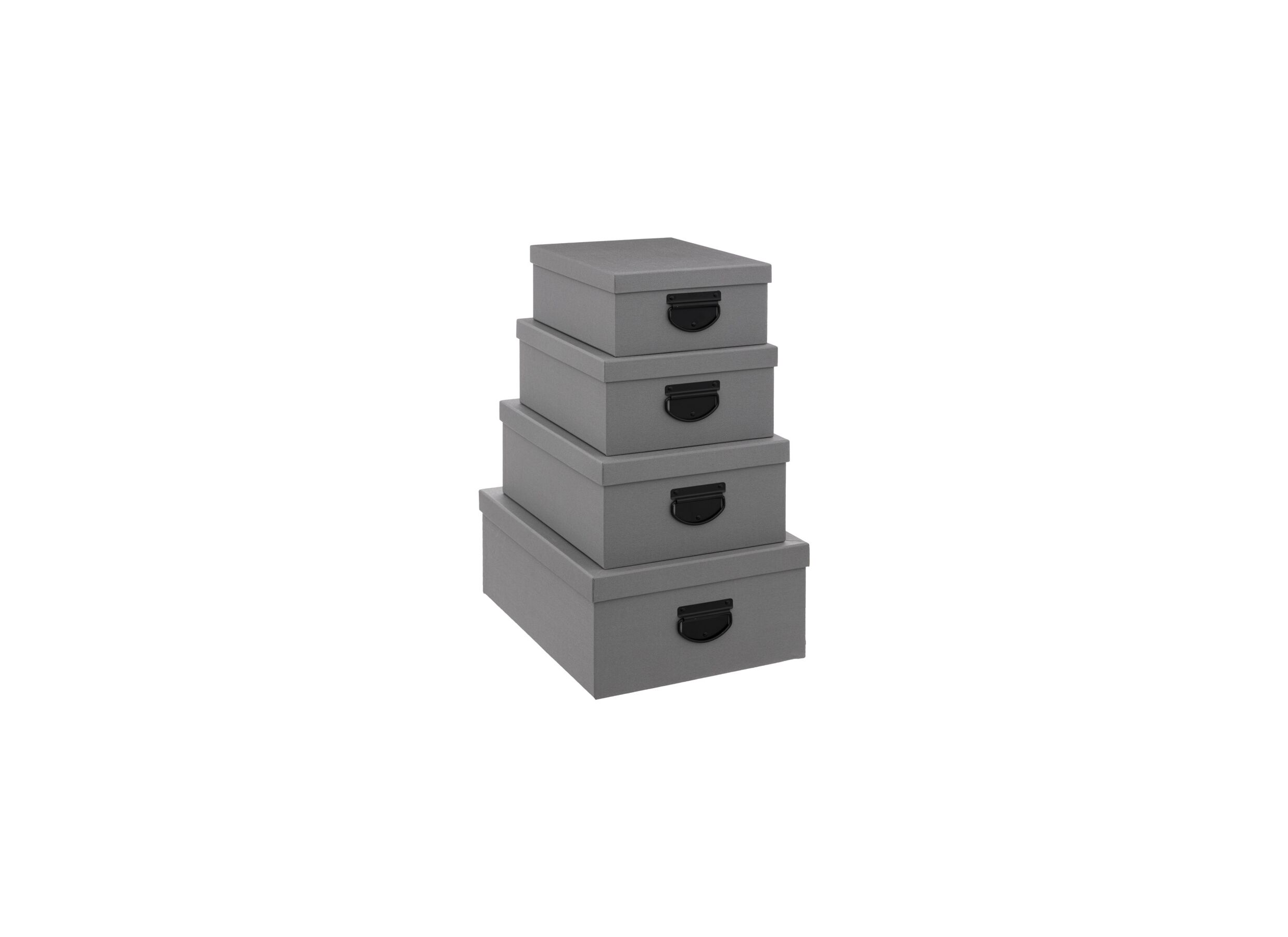 Opbergbox met jute effect - karton - grijs set van 4 - Opbergbox met jute effect - karton - grijs set van 4