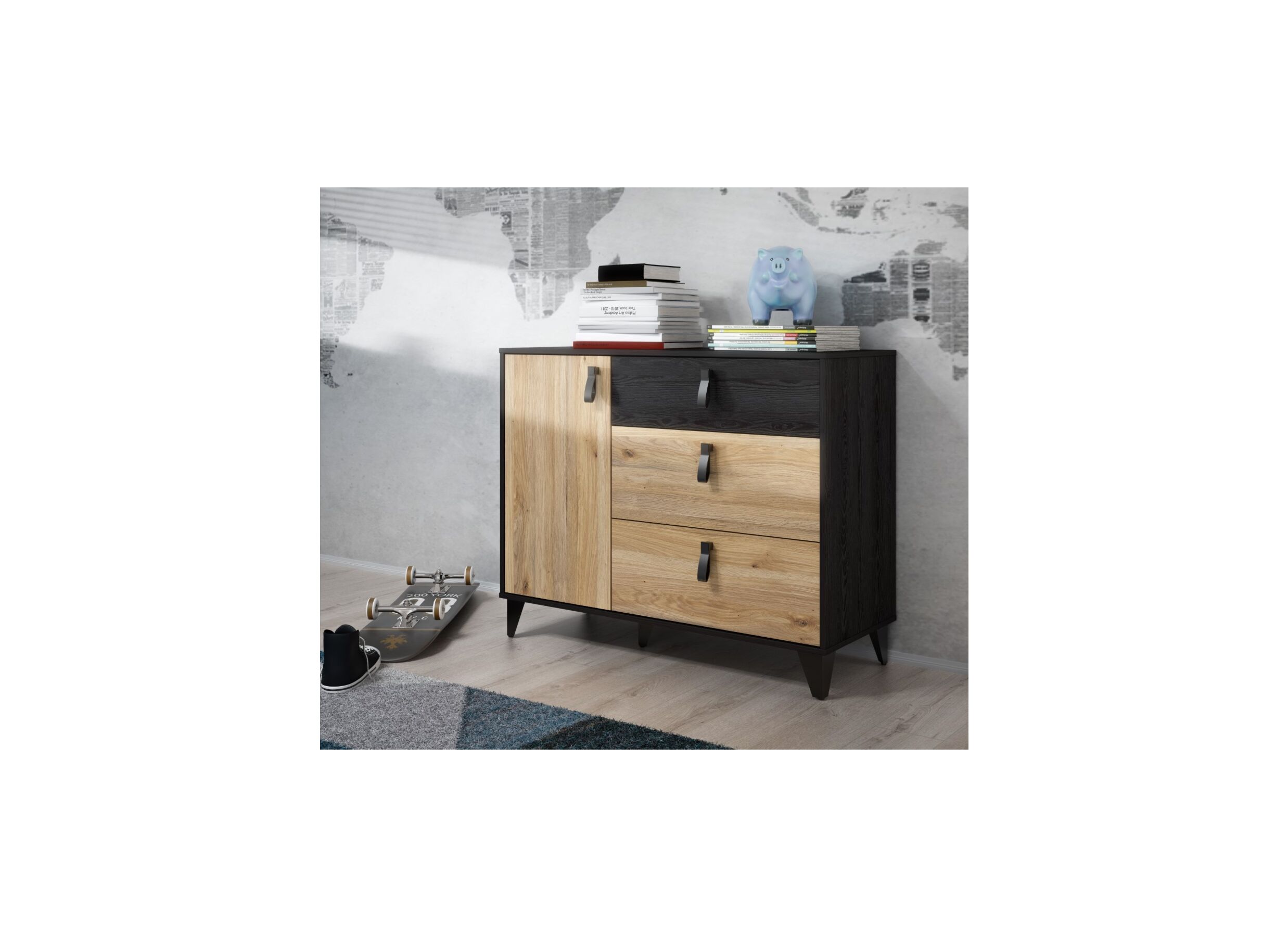 Foto ambiance - Commode Lya 108x42x86cm - décor - cabezone oak & mauvella