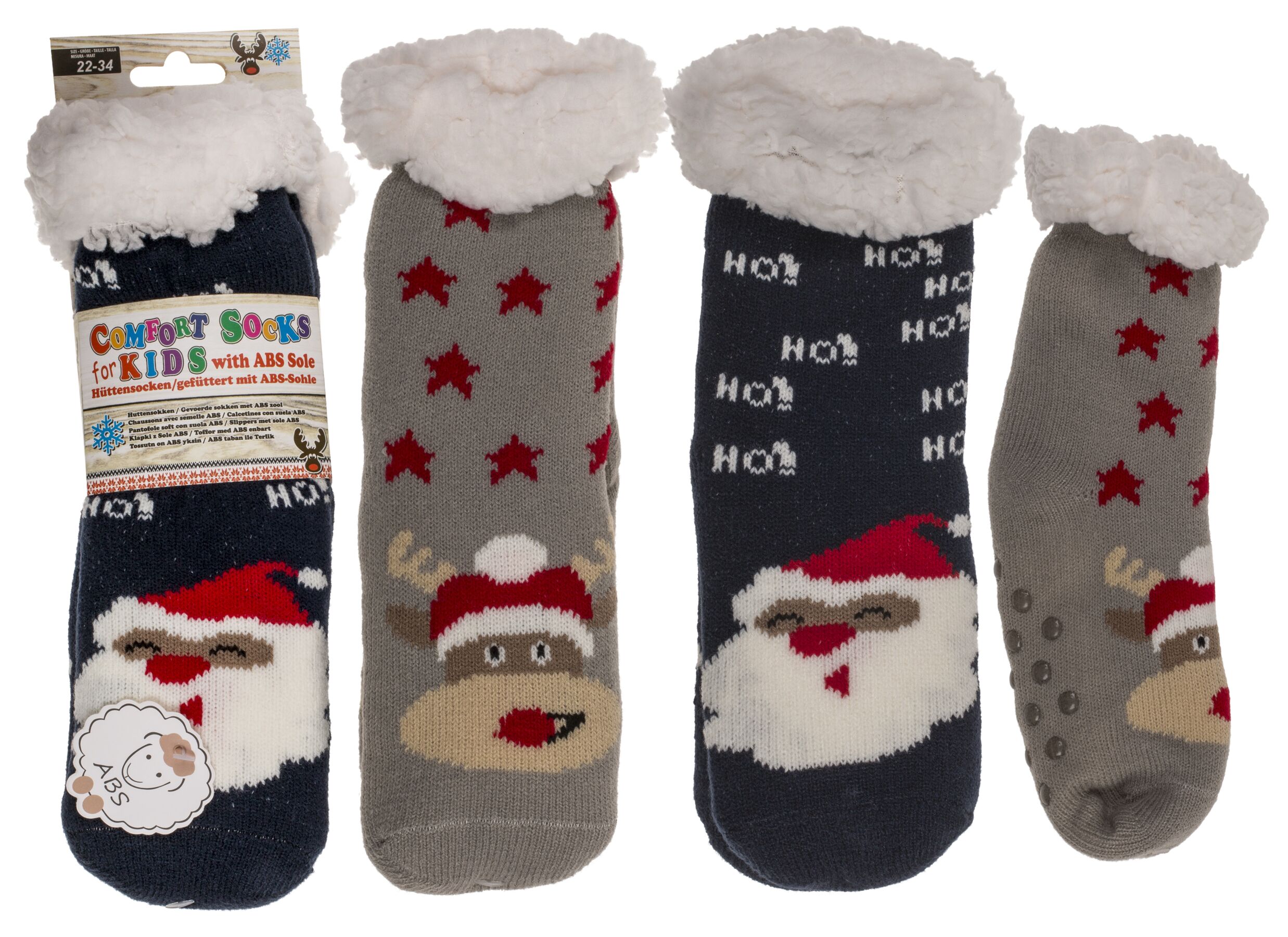 Sokken Comfort Kids Reindeer & Santa Claus maat 22-34 - Chaussettes Comfort Kids Reindeer & Santa Claus taille 22-34