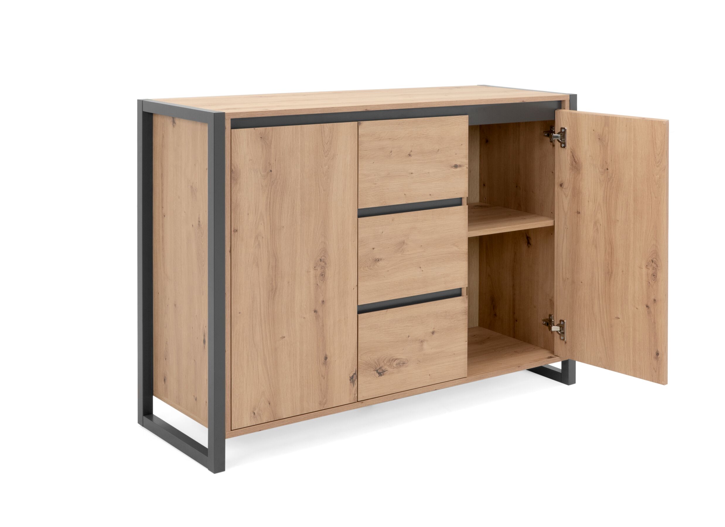 Commode Denver 120x88x40cm - decor - artisanale eik & anthraciet