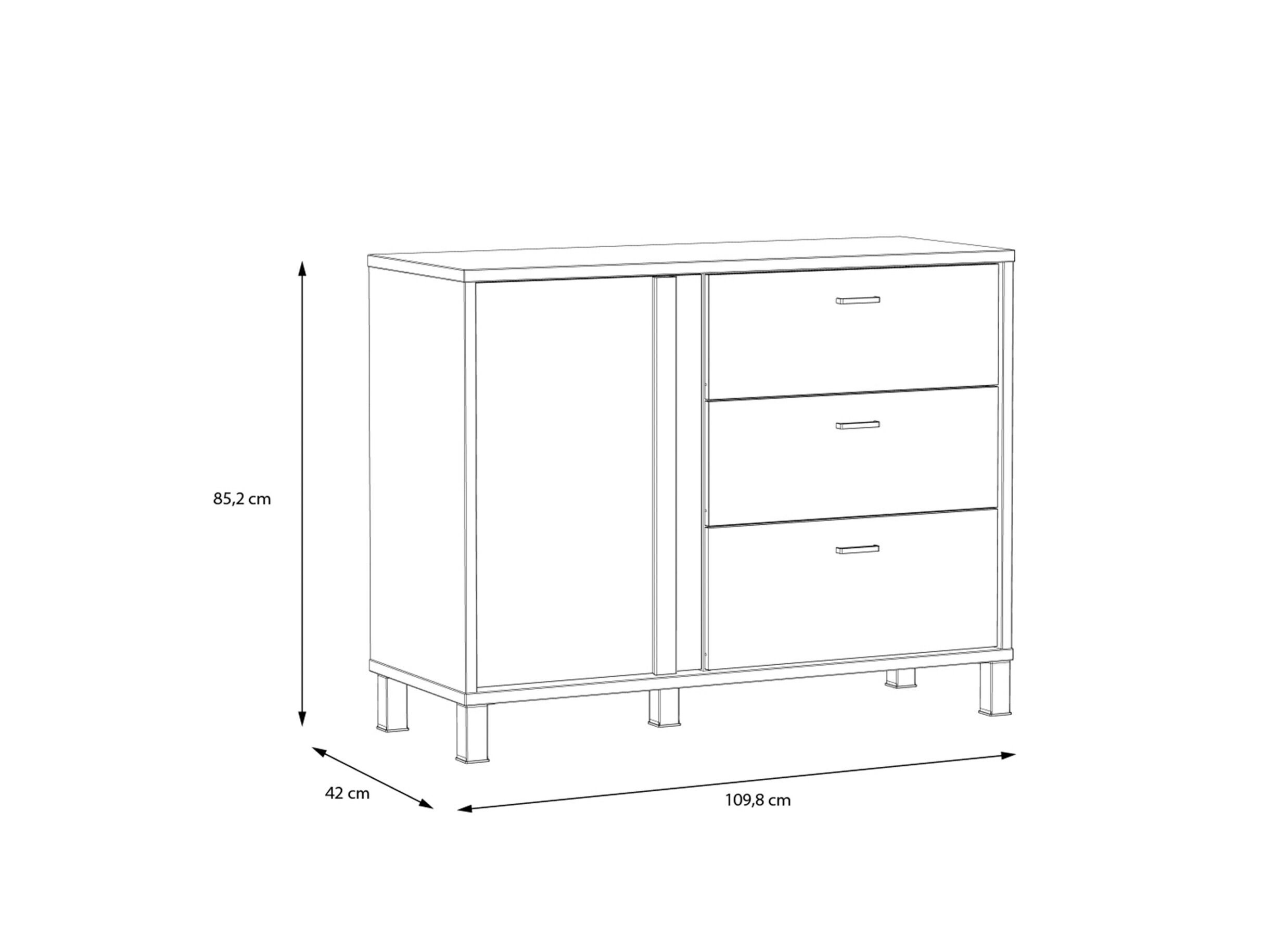 Afmetingen - Commode Hayato 110x42x85cm - decor - bruin & zwart