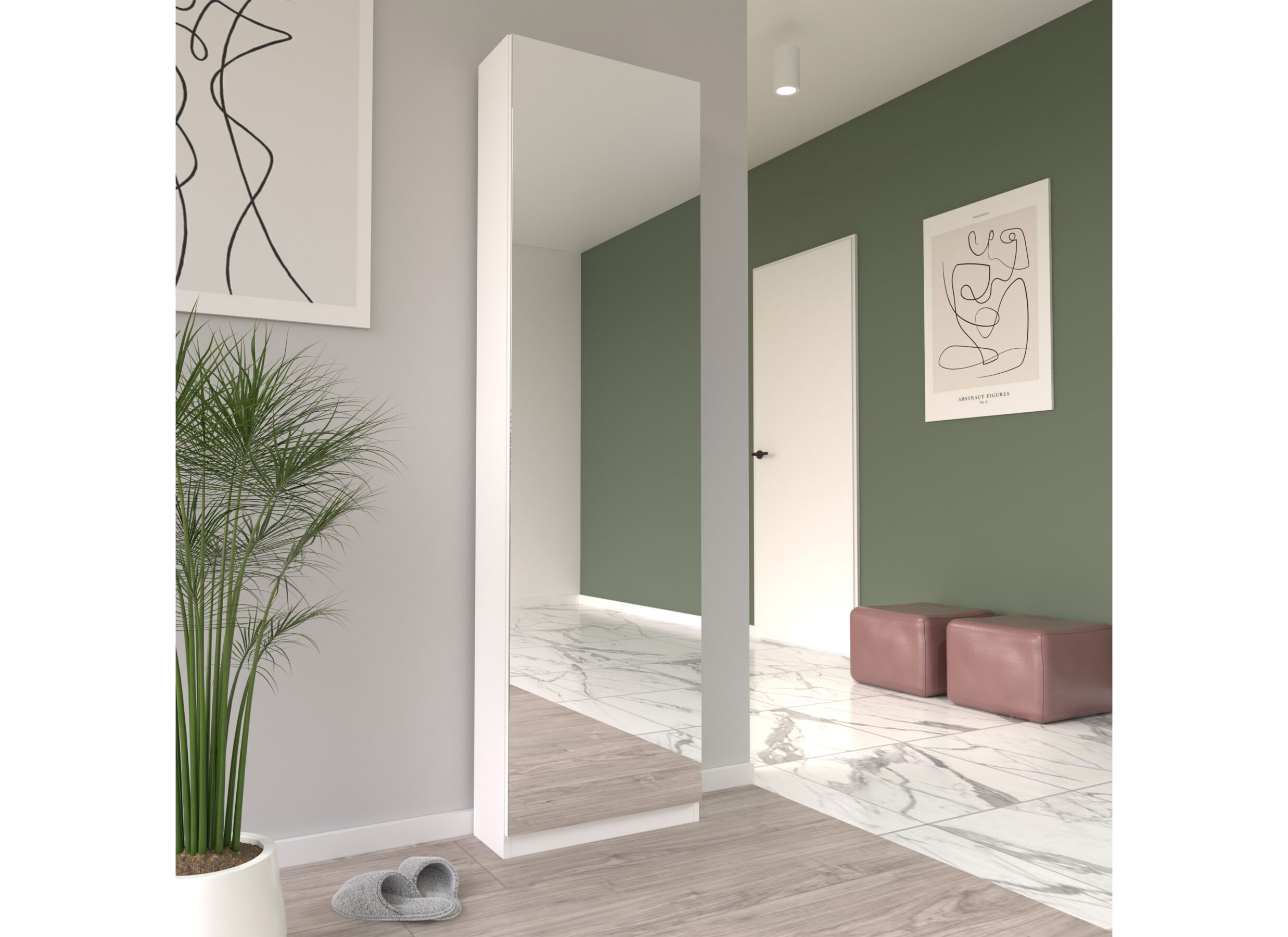 Sfeerfoto - Schoenenkast Calma 50x20x180cm - decor - wit