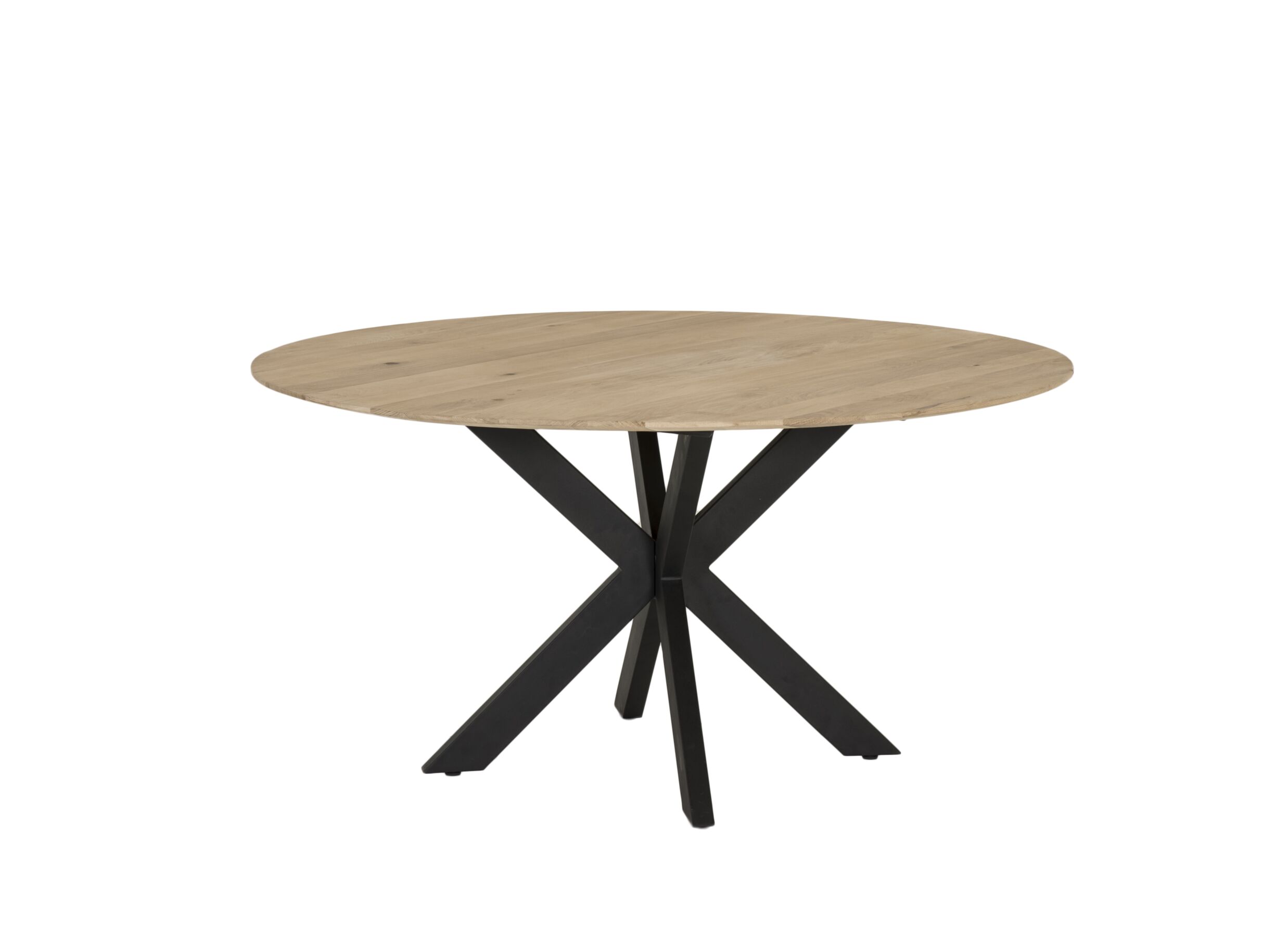Table ronde Benedetta bois massif Ø130cm - Table ronde Benedetta Ø130cm - chêne massif et métal - noir