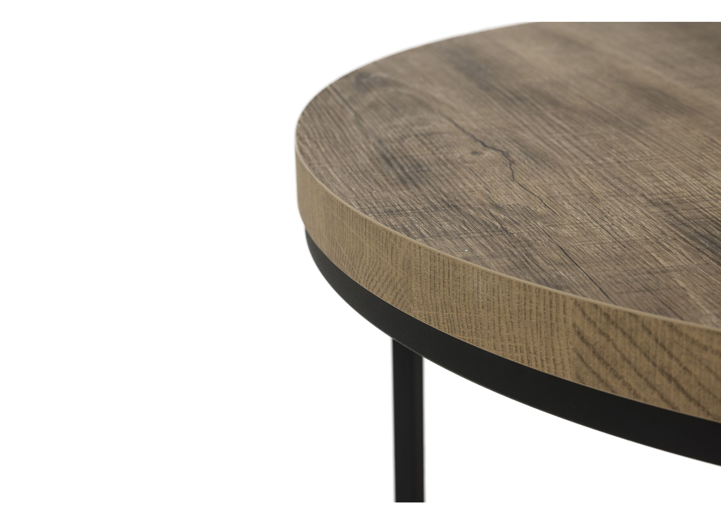 Detailfoto - Bijzettafel SL2303 Ø76xH45,5cm/Ø56xH38,5cm - metaal/decor - scarlet oak set van 2